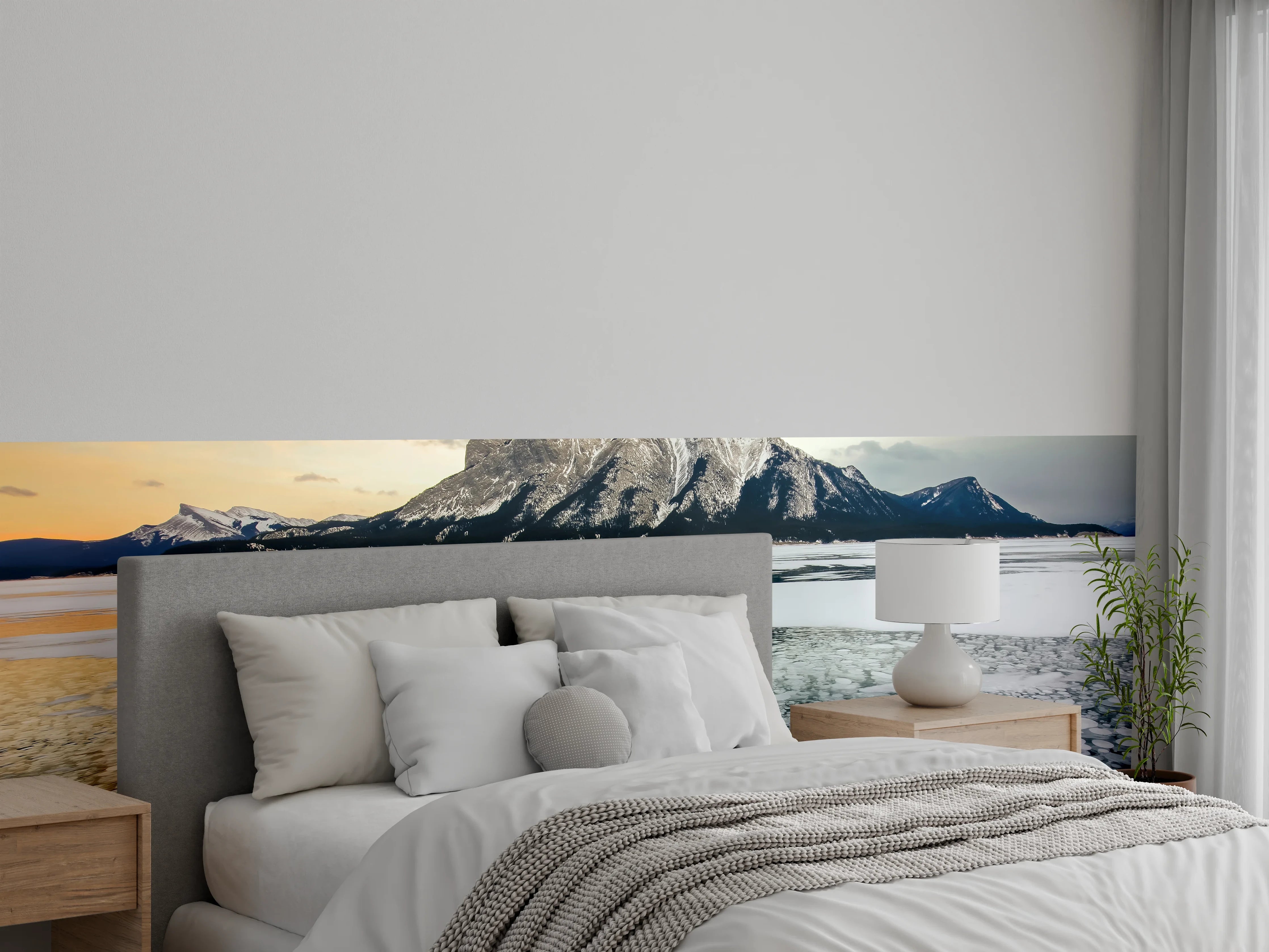 Wandverkleidung Schlafzimmer - Winterlicher See mit Eisblasen