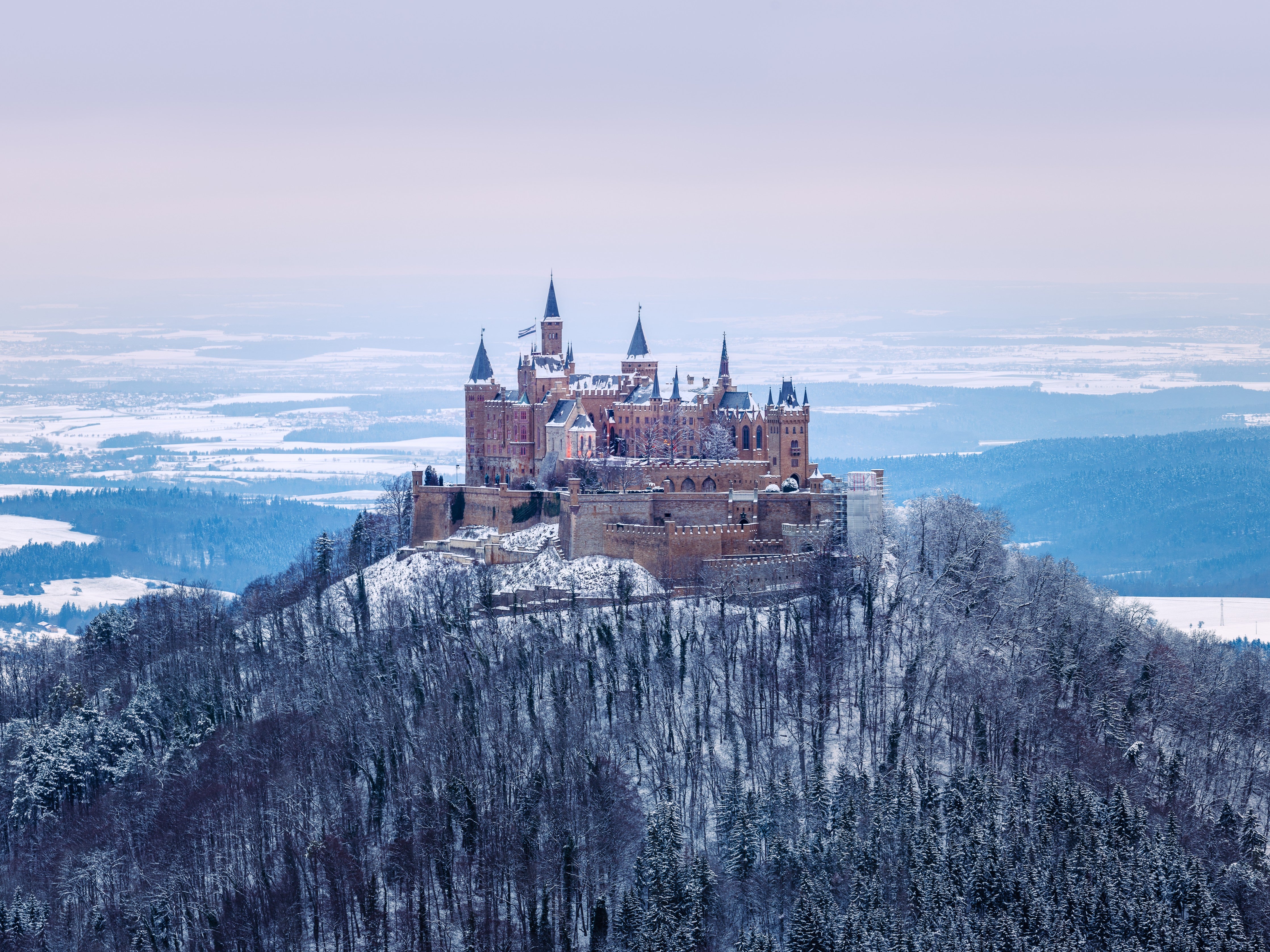 Wandverkleidung Schlafzimmer-Winterliches Schloss Hohenzollern Landschaft
