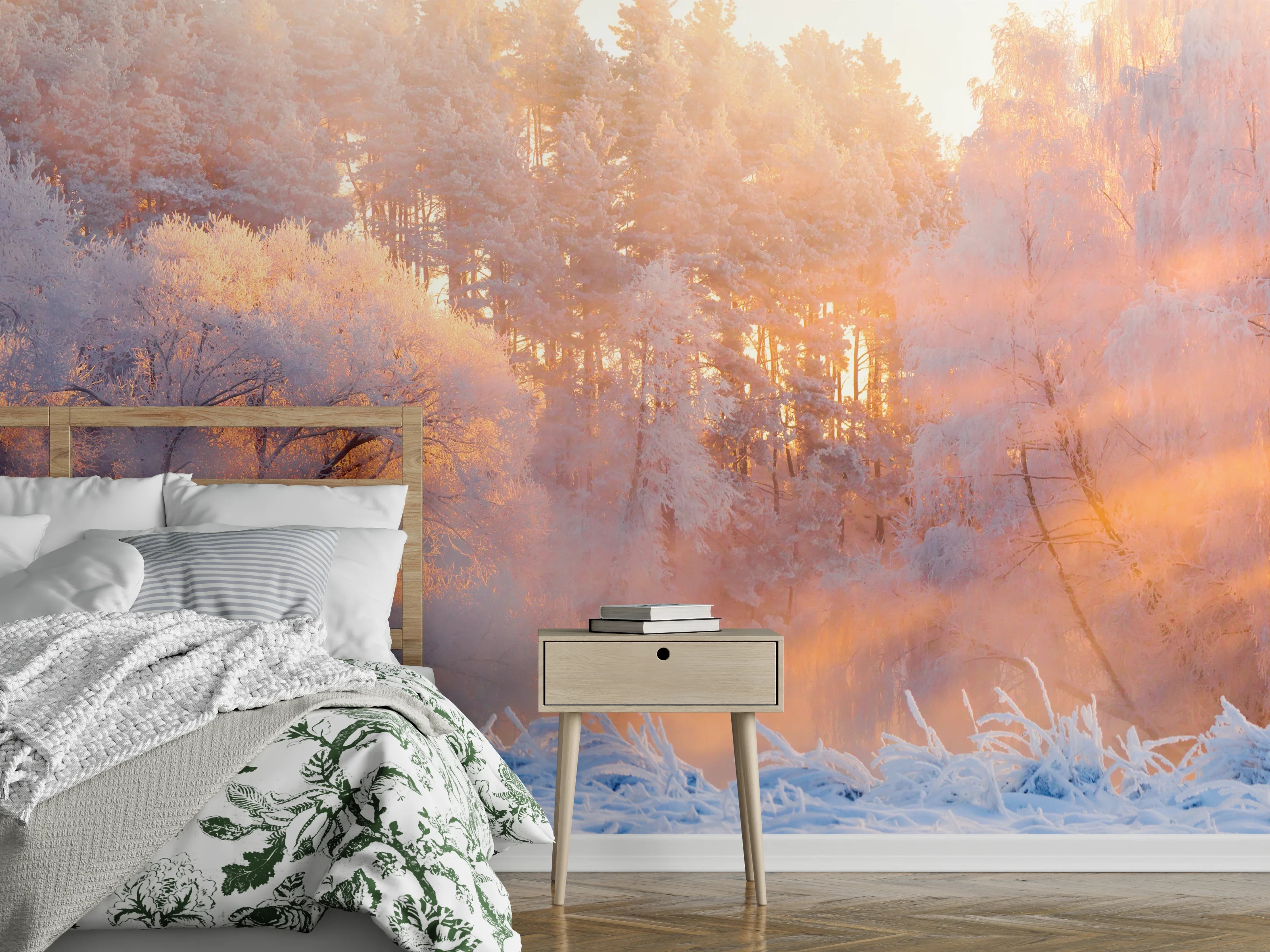 Wandverkleidung Schlafzimmer - Wintermärchen im Morgenlicht
