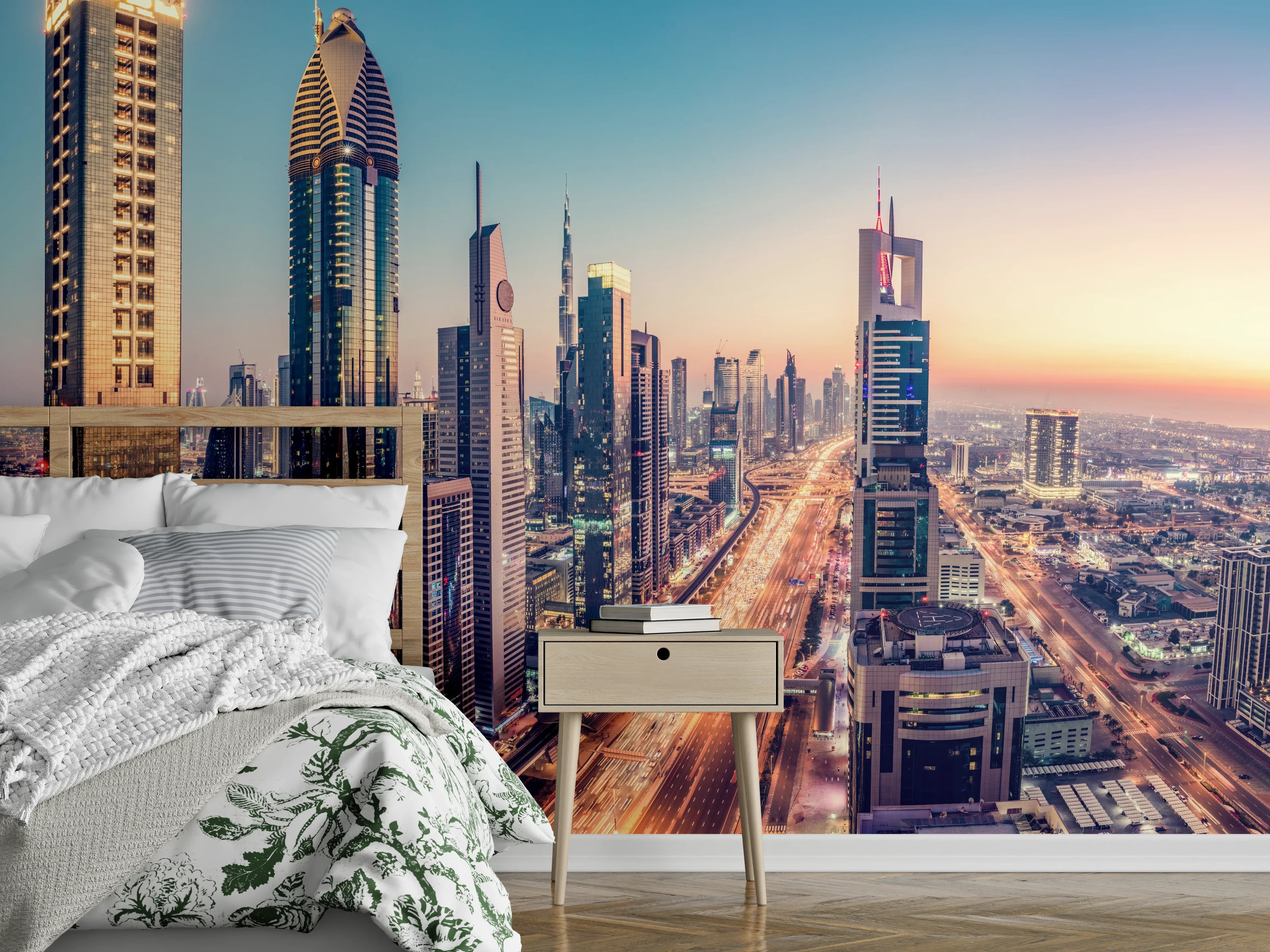 Wandverkleidung Schlafzimmer - Wolkenkratzer - Hochhäuser in der Innenstadt von Dubai