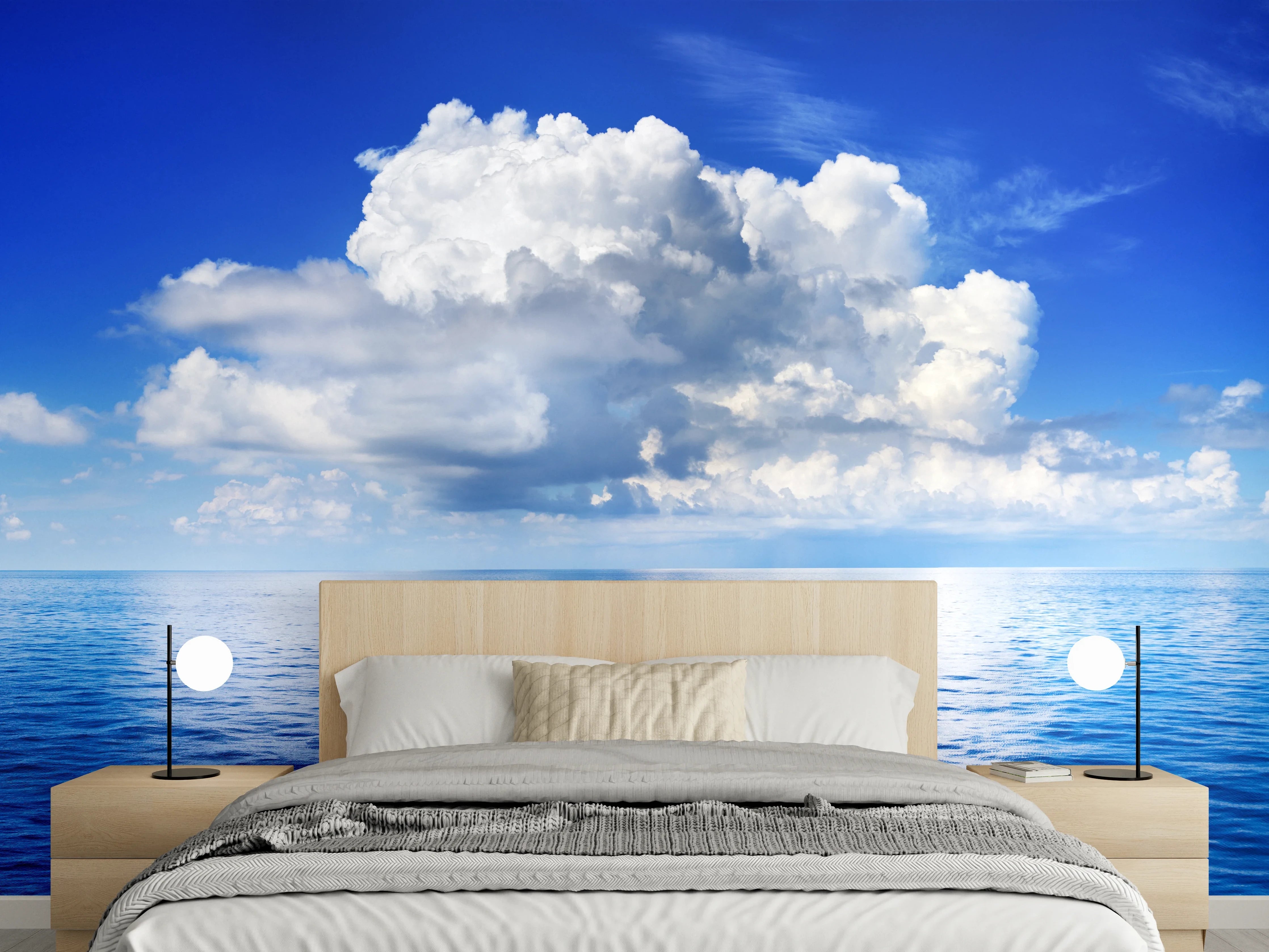 Wandverkleidung Schlafzimmer - Wolkenkulisse über dem Ozean