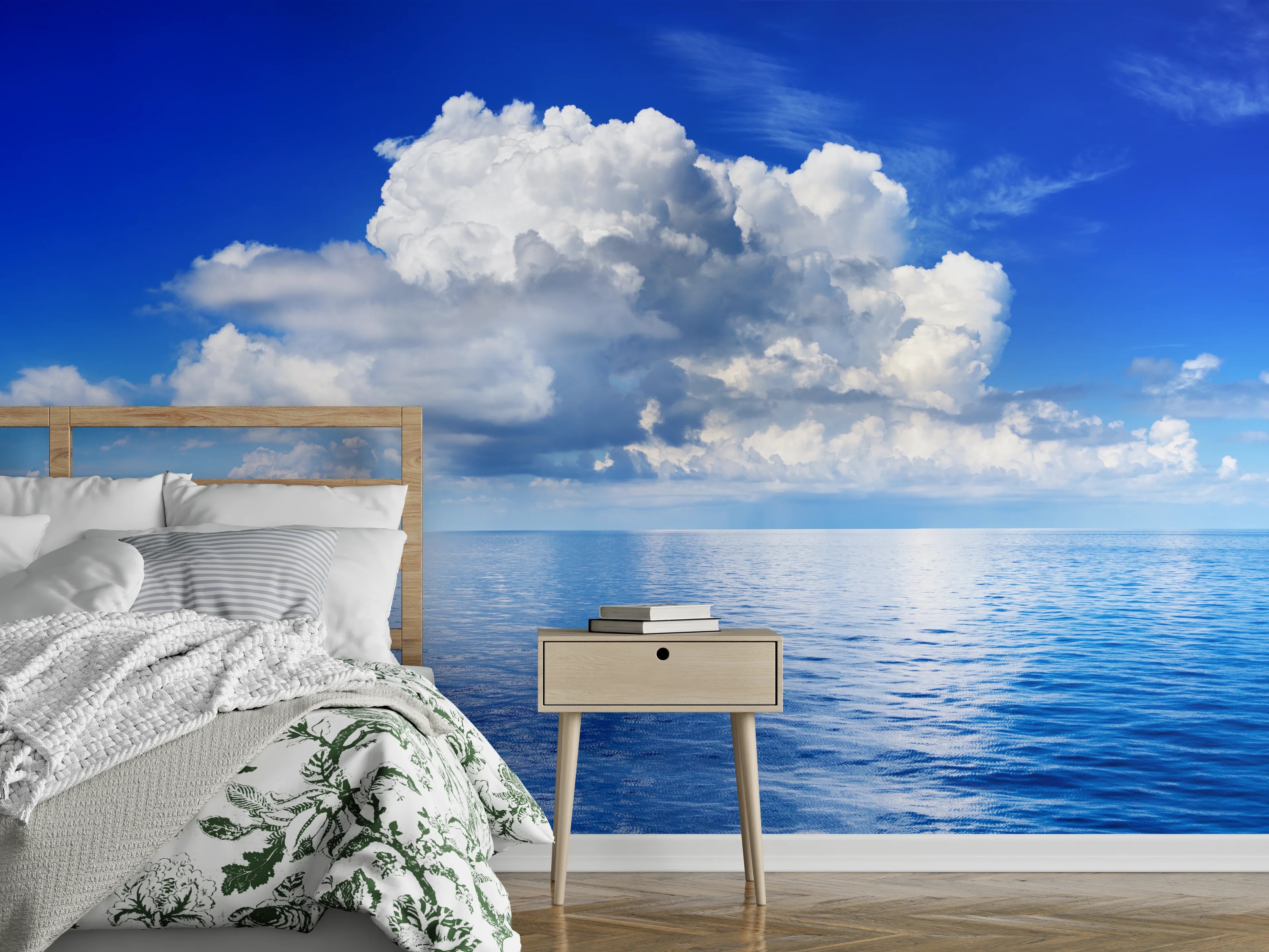Wandverkleidung Schlafzimmer - Wolkenkulisse über dem Ozean