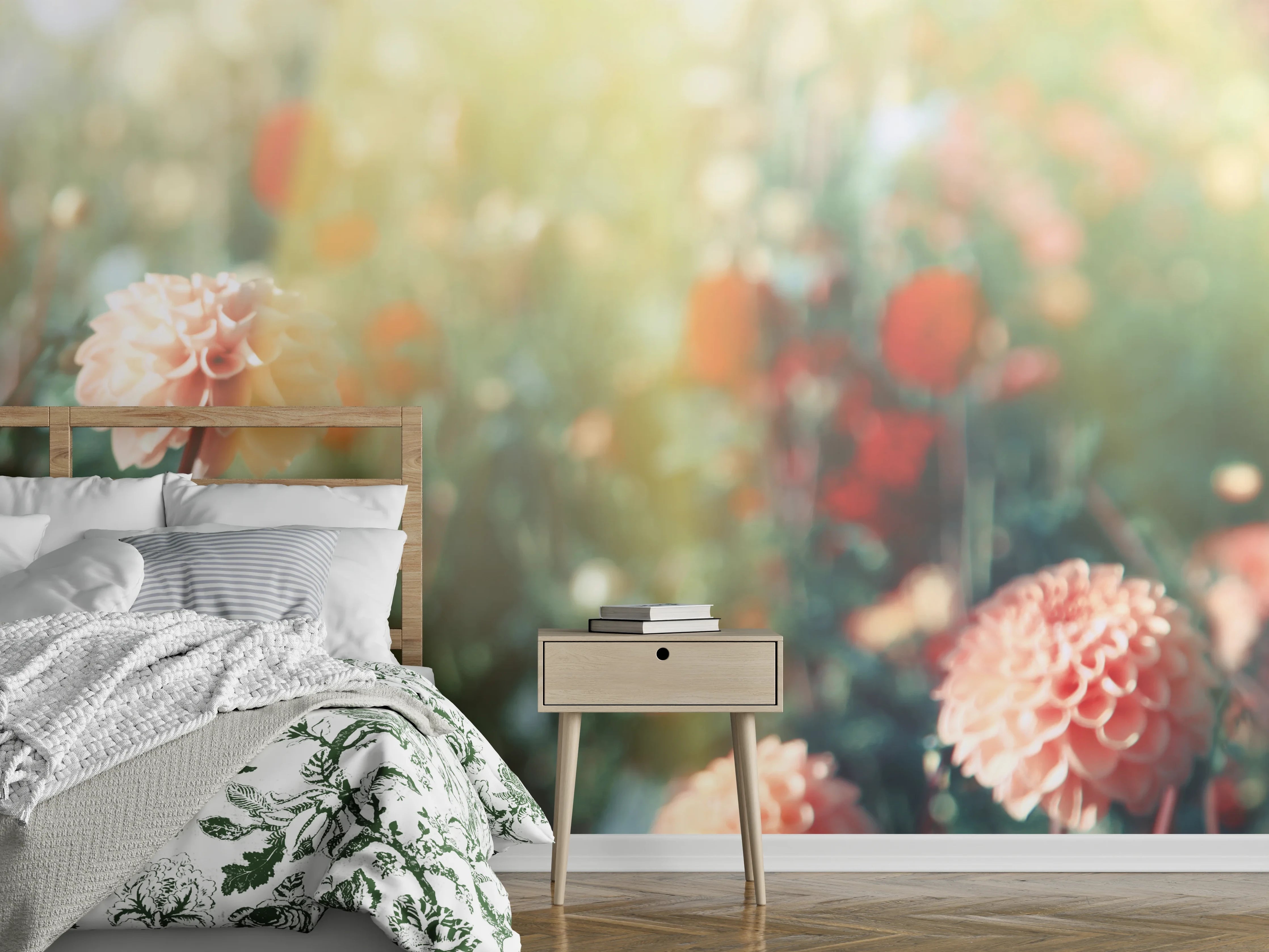 Wandverkleidung Schlafzimmer - Wunderschöne Blumen im Sommer