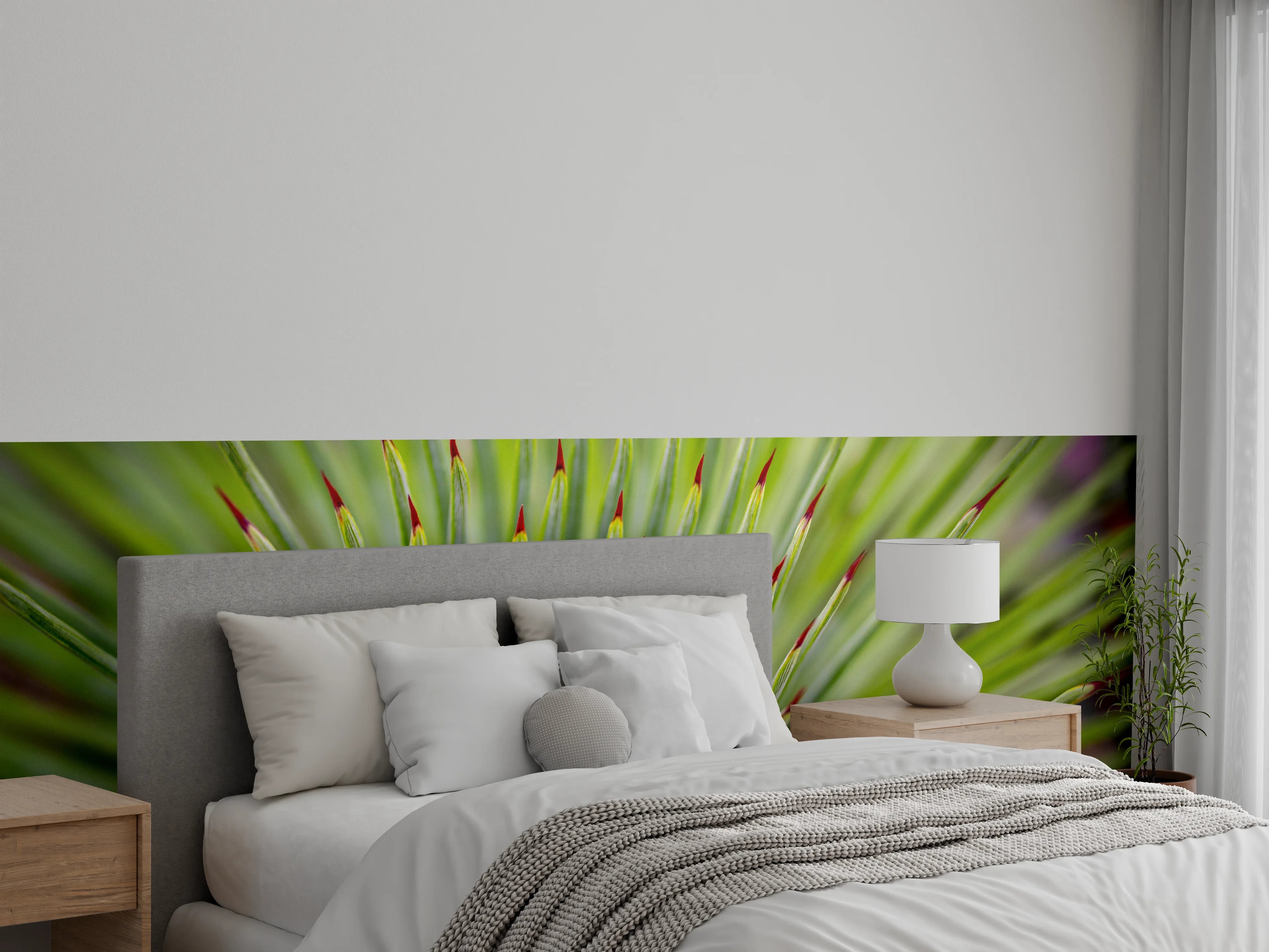 Wandverkleidung Schlafzimmer - Yucca-Palme Nahaufnahme Grün