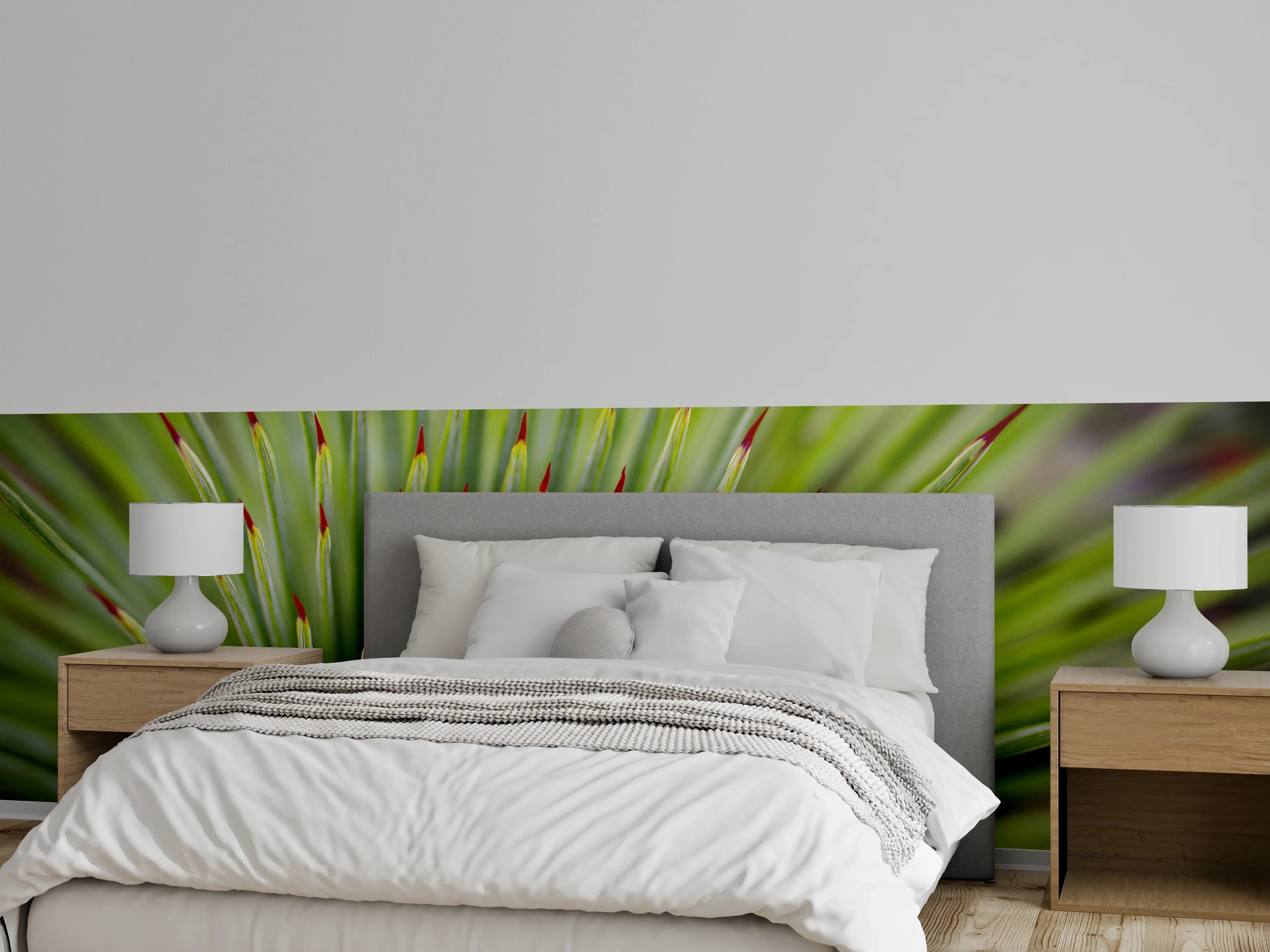 Wandverkleidung Schlafzimmer - Yucca-Palme Nahaufnahme Grün