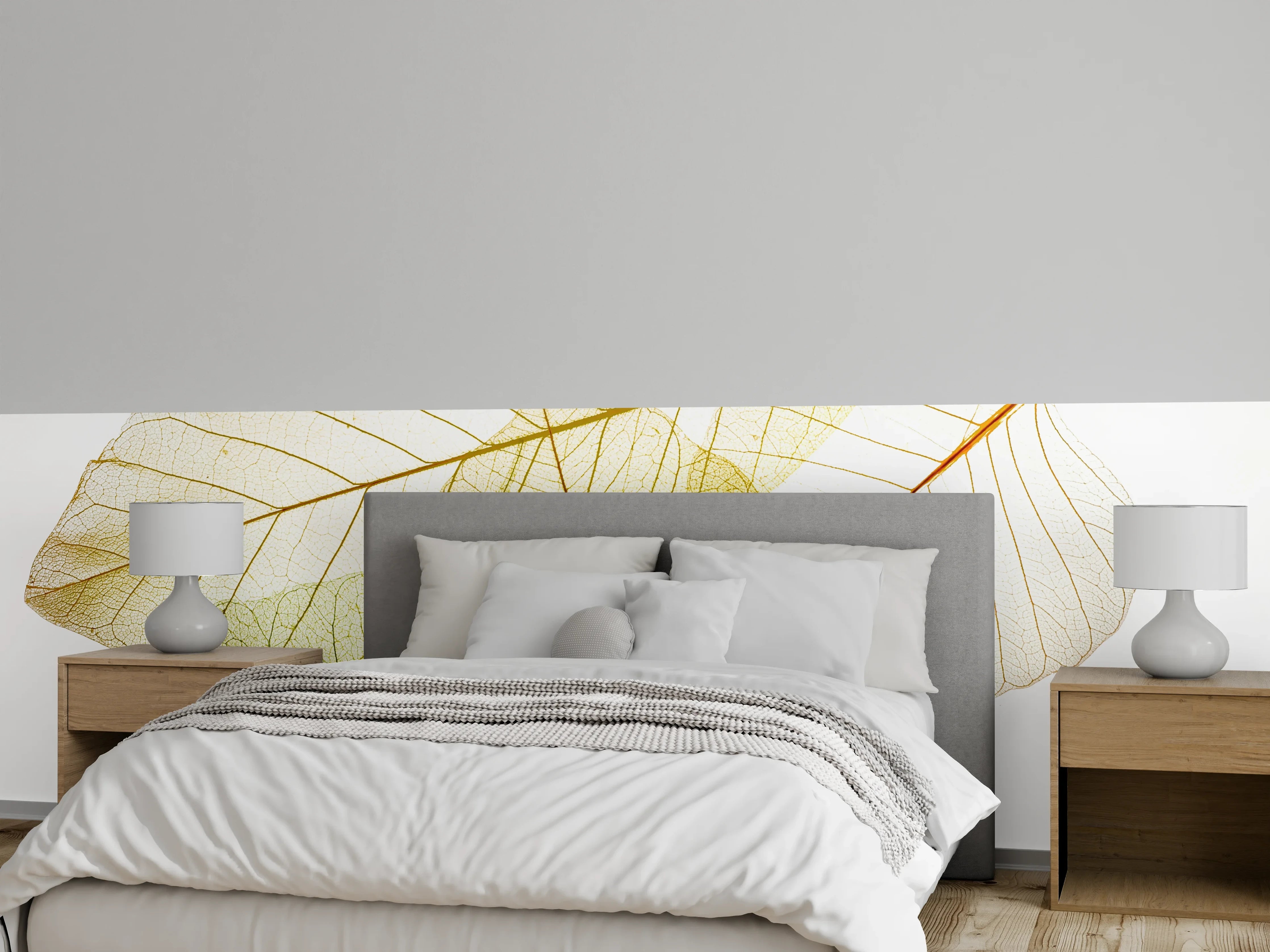 Wandverkleidung Schlafzimmer - Zarte Blätter im Naturdesign