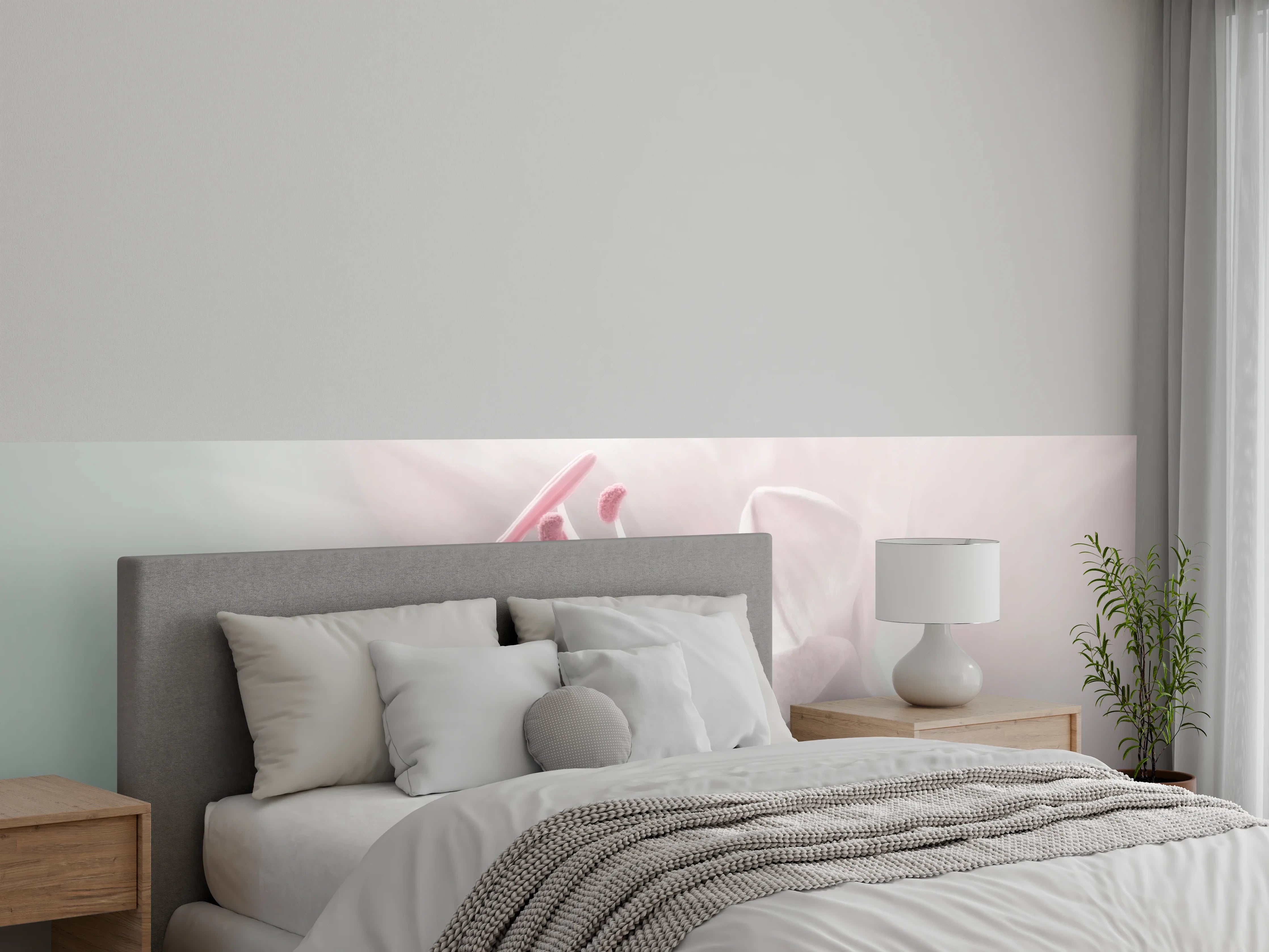 Wandverkleidung Schlafzimmer - Zarte Blüte in Weiß und Rosa
