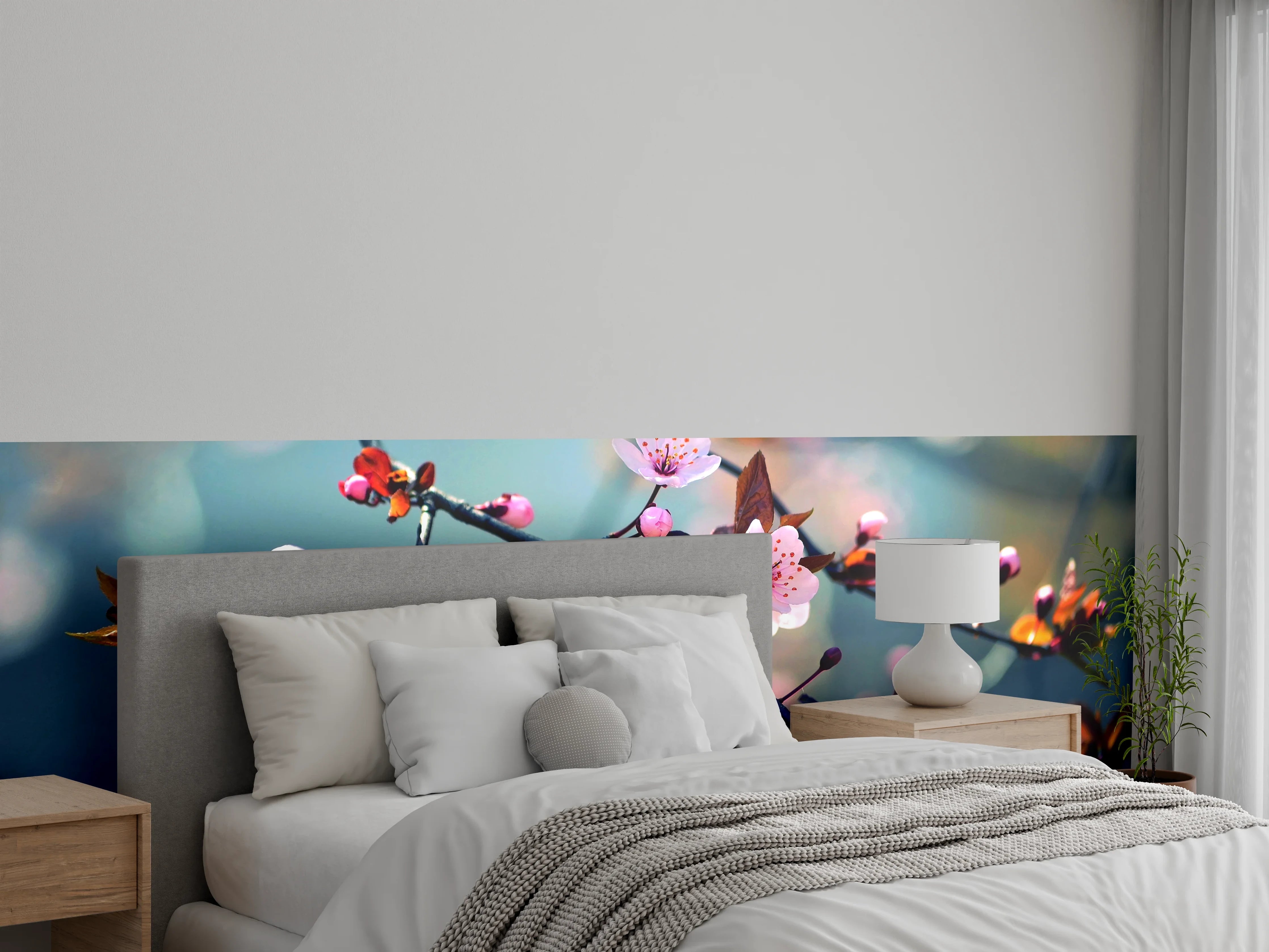 Wandverkleidung Schlafzimmer - Zarte Kirschblüten Äste Frühling