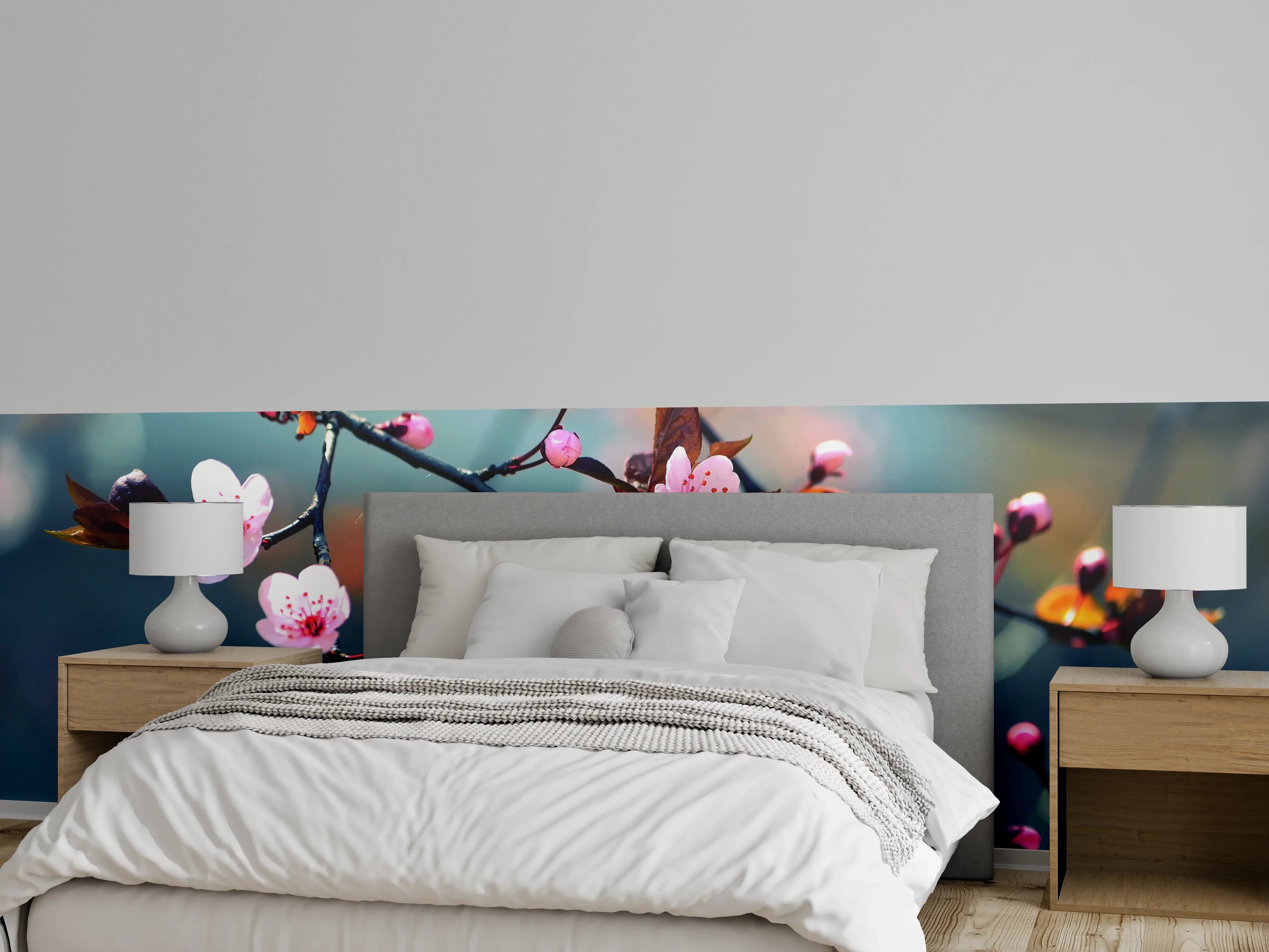 Wandverkleidung Schlafzimmer - Zarte Kirschblüten Äste Frühling