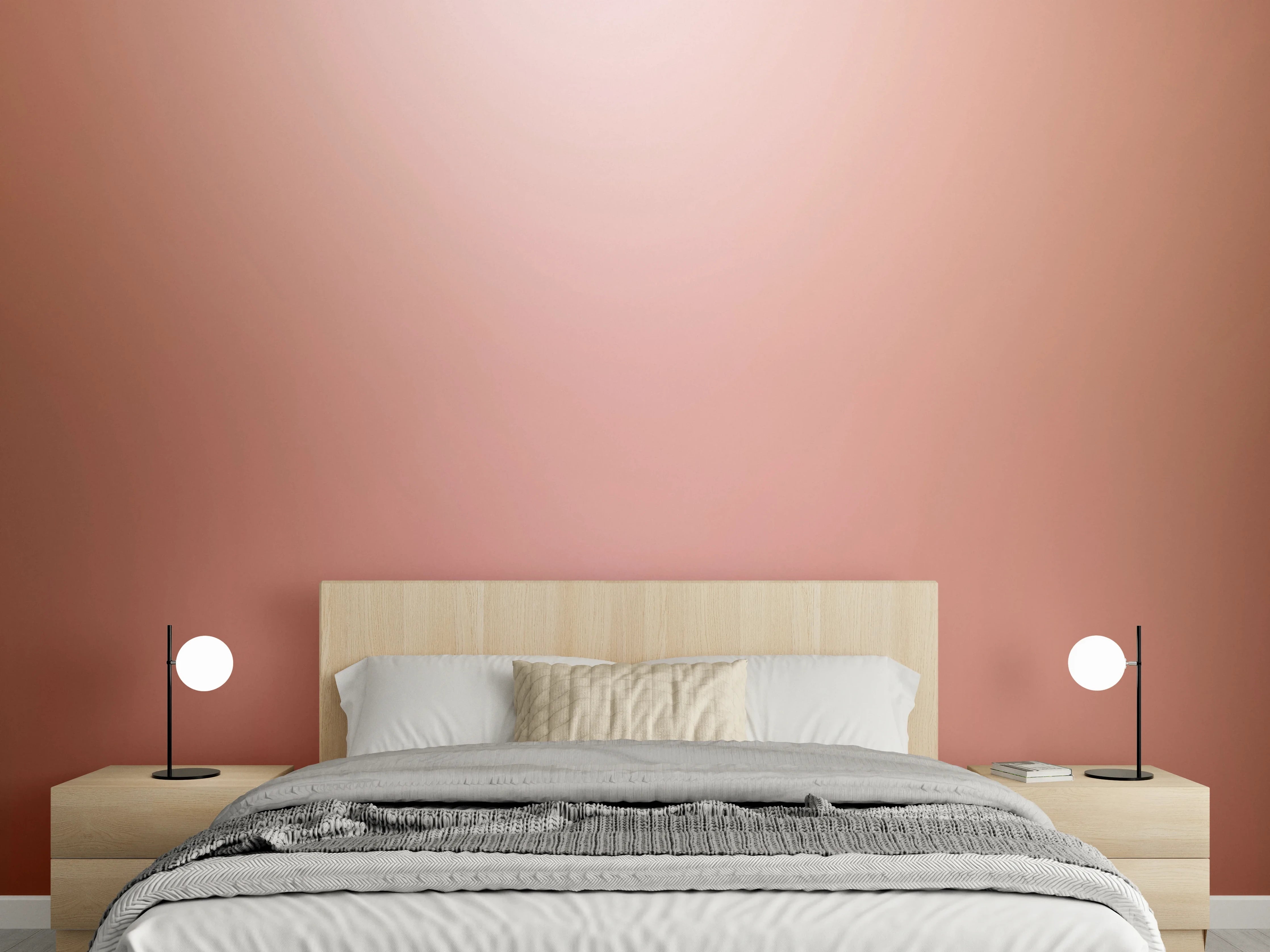 Wandverkleidung Schlafzimmer - Zarte Kupferoptik als Wanddekor