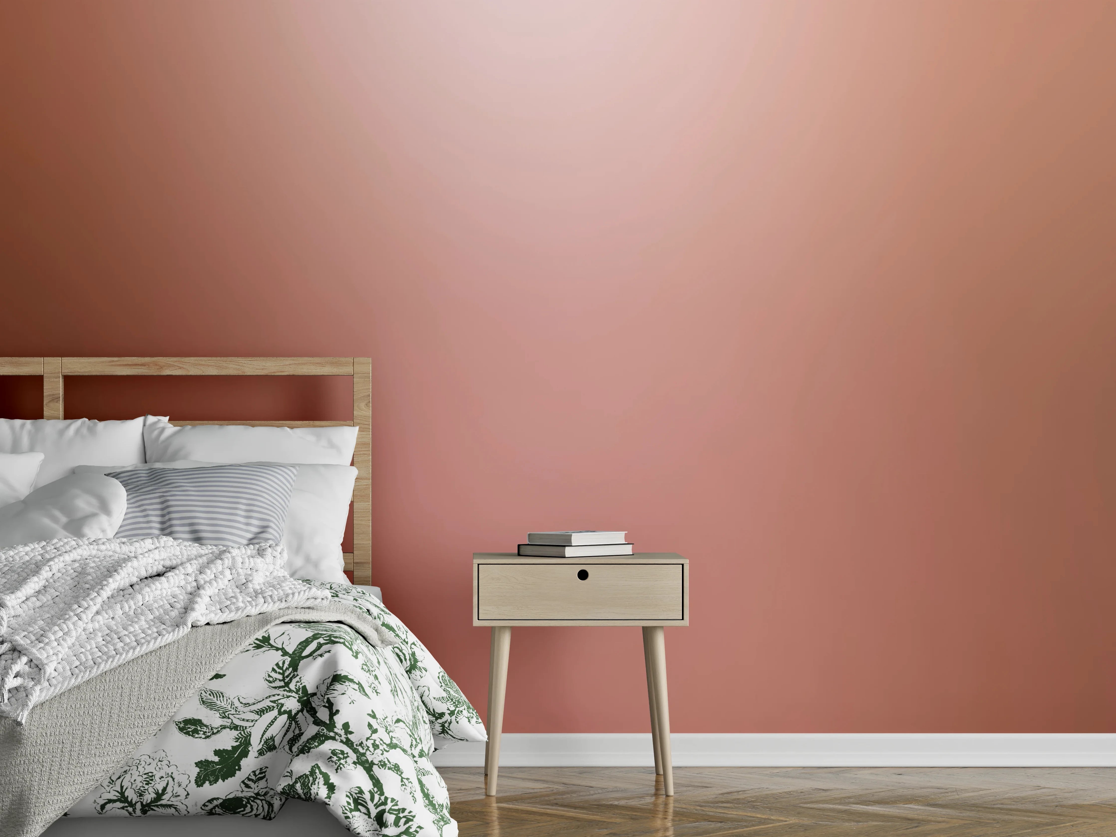 Wandverkleidung Schlafzimmer - Zarte Kupferoptik als Wanddekor