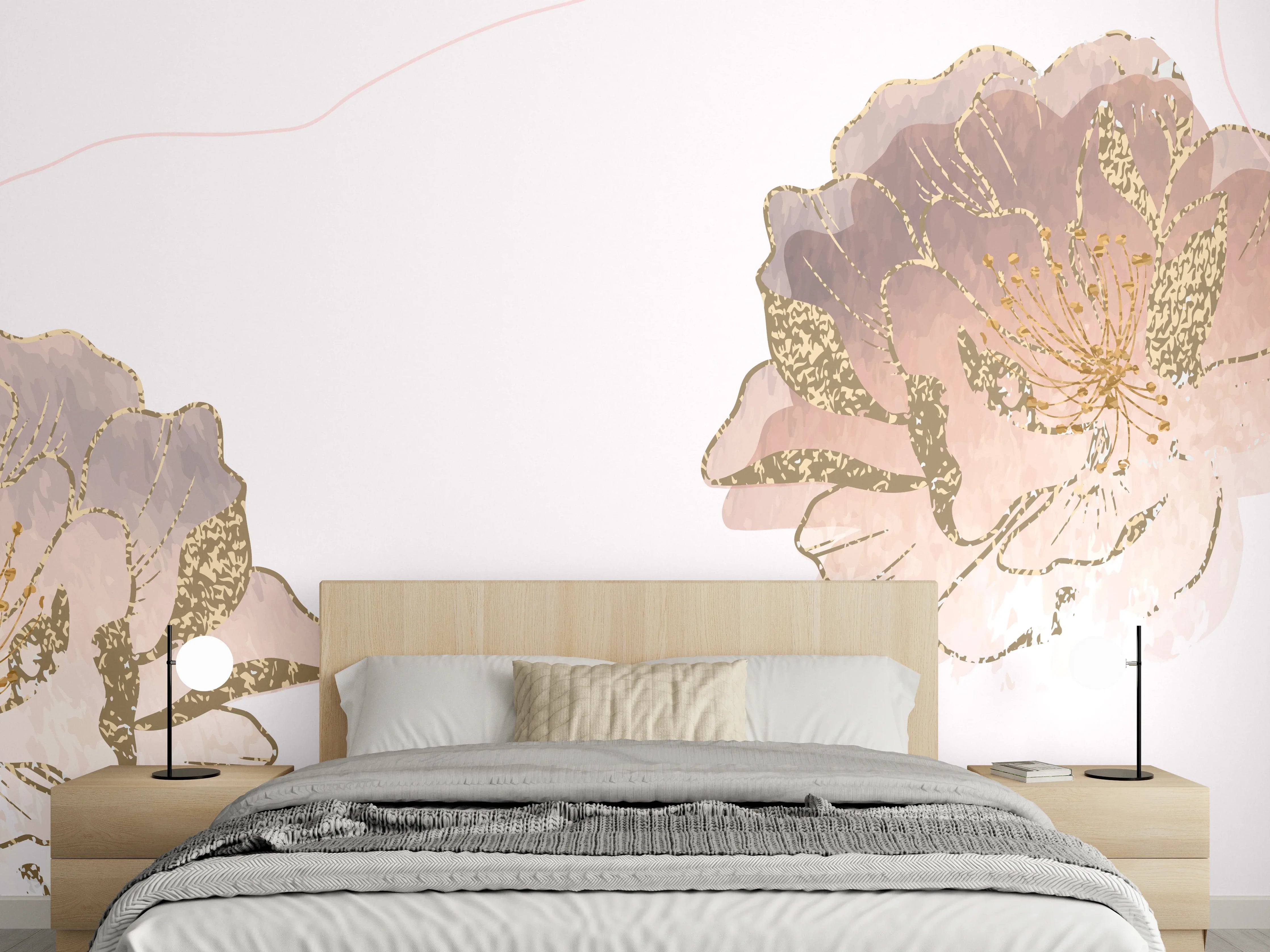Wandverkleidung Schlafzimmer - Zarte Pastell-Blumenstruktur