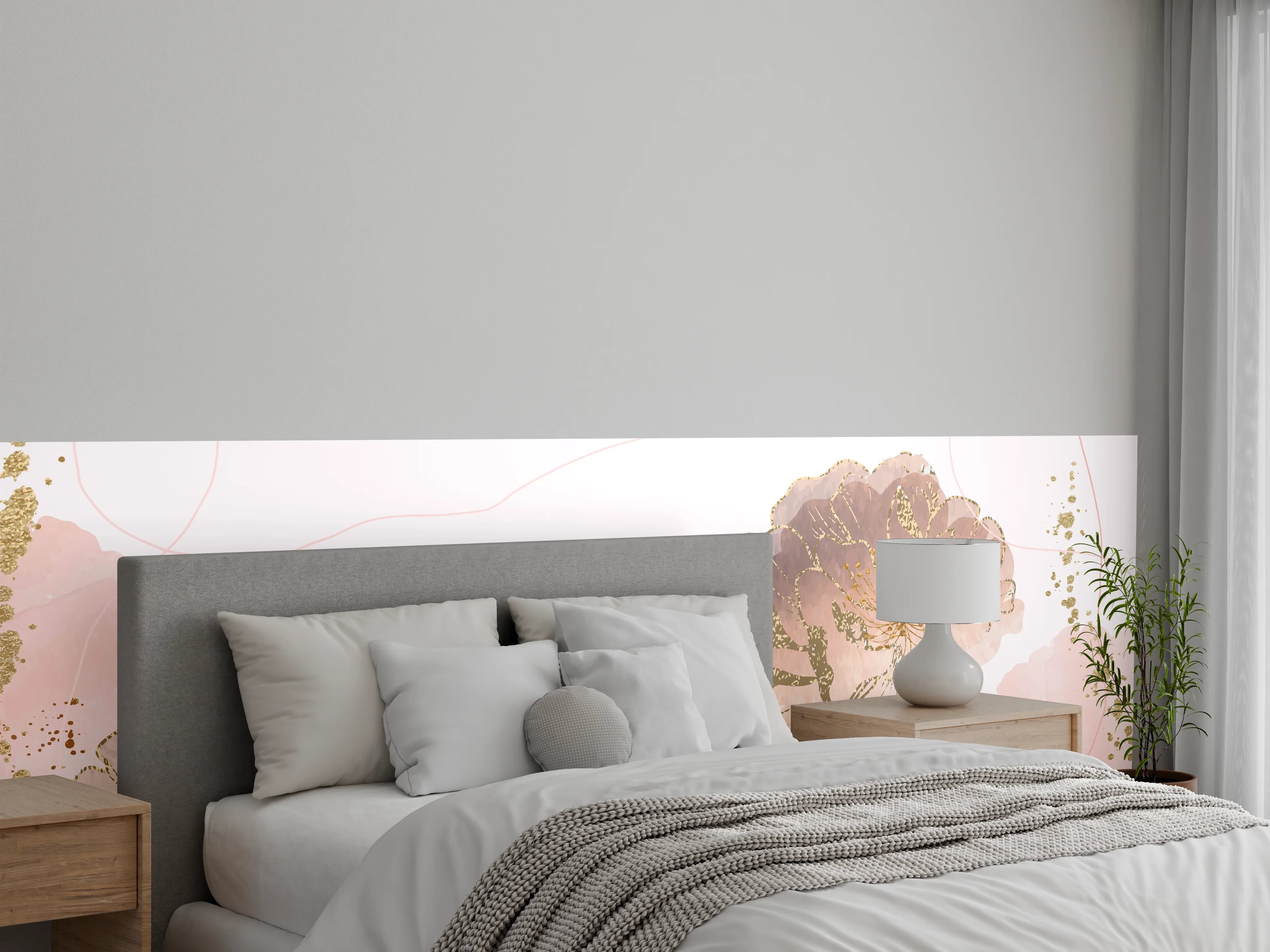 Wandverkleidung Schlafzimmer - Zarte Pastell-Blumenstruktur