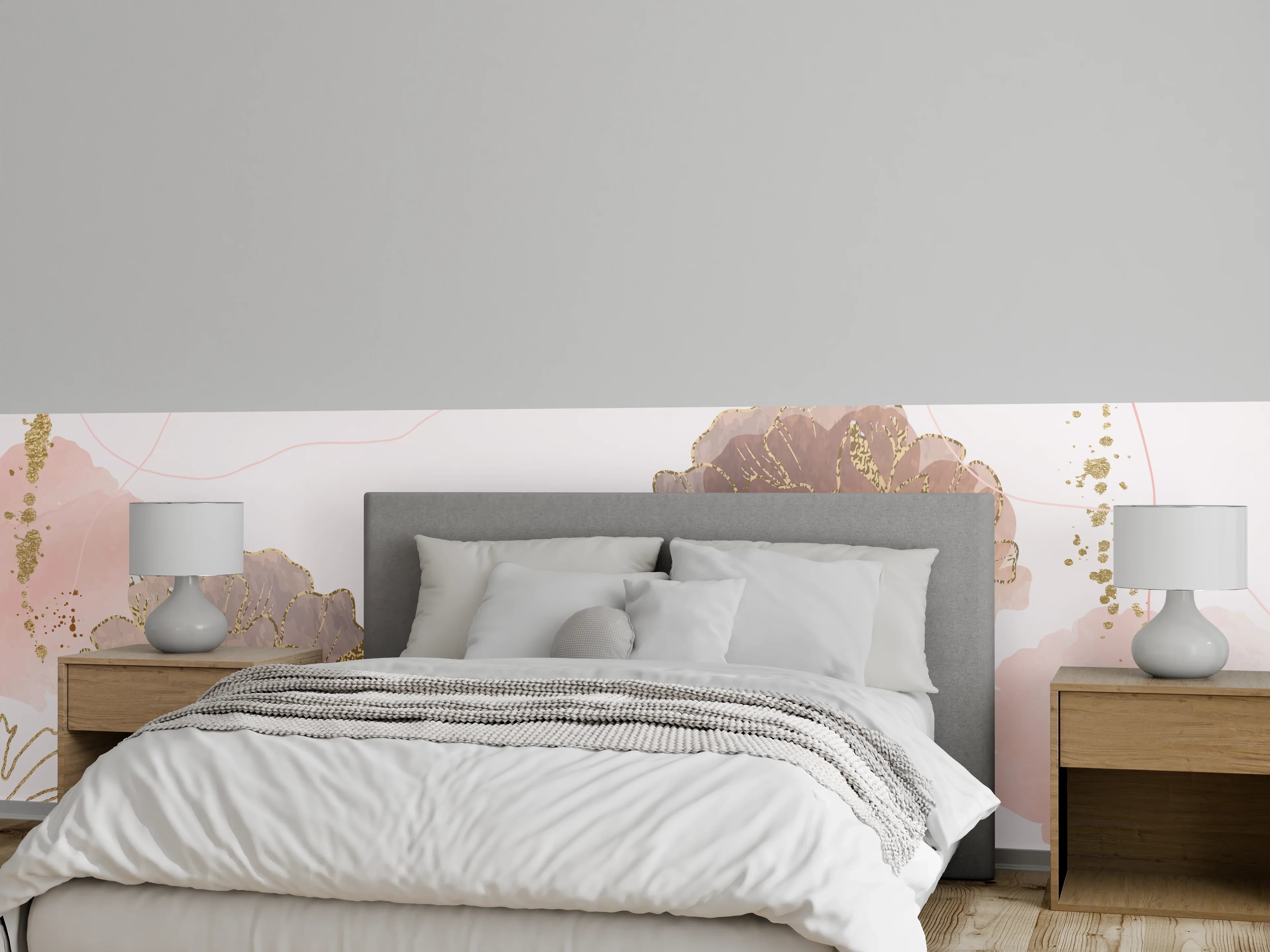 Wandverkleidung Schlafzimmer - Zarte Pastell-Blumenstruktur