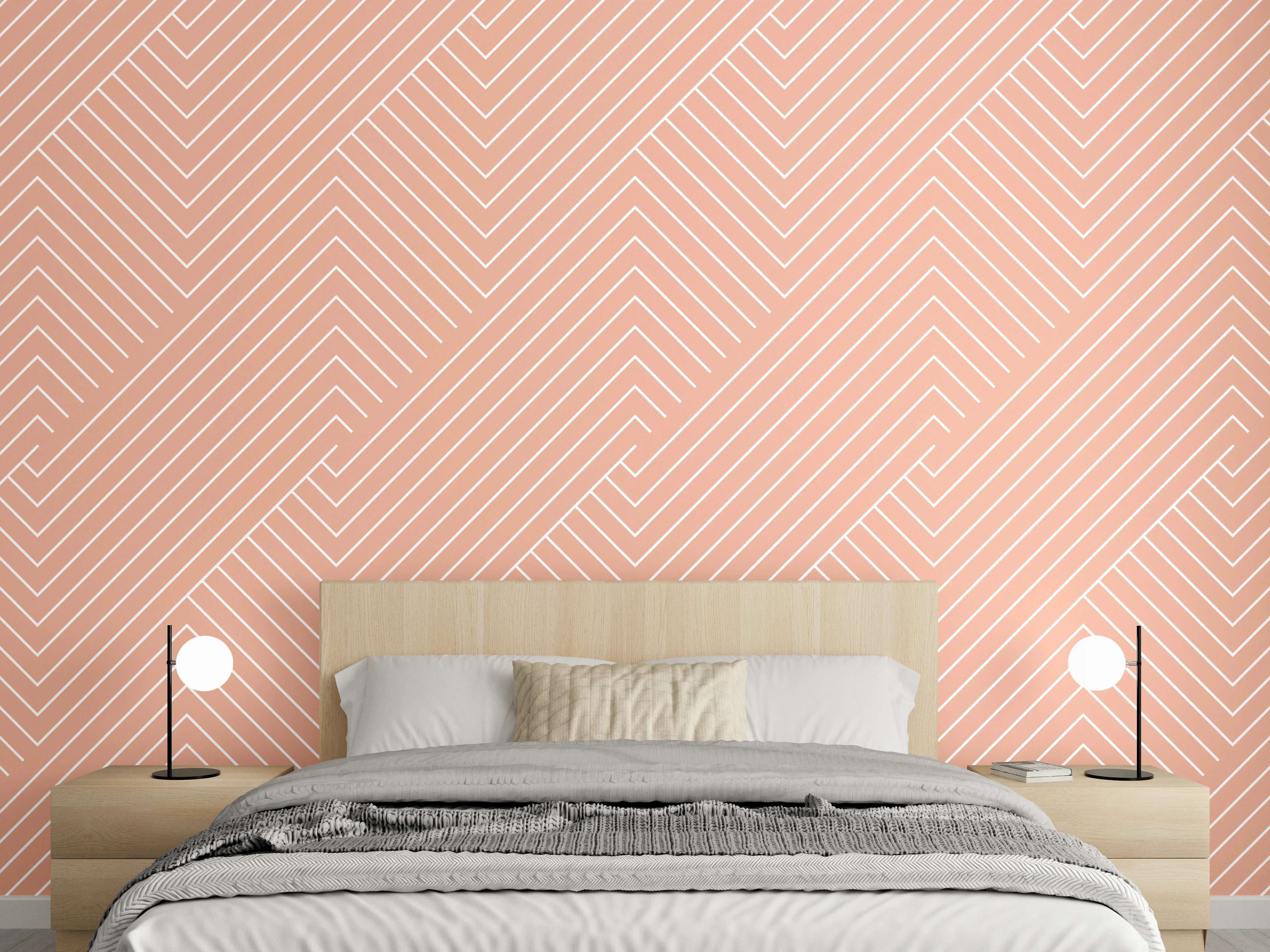 Wandverkleidung Schlafzimmer - Zartes Linienmuster in Altrosa