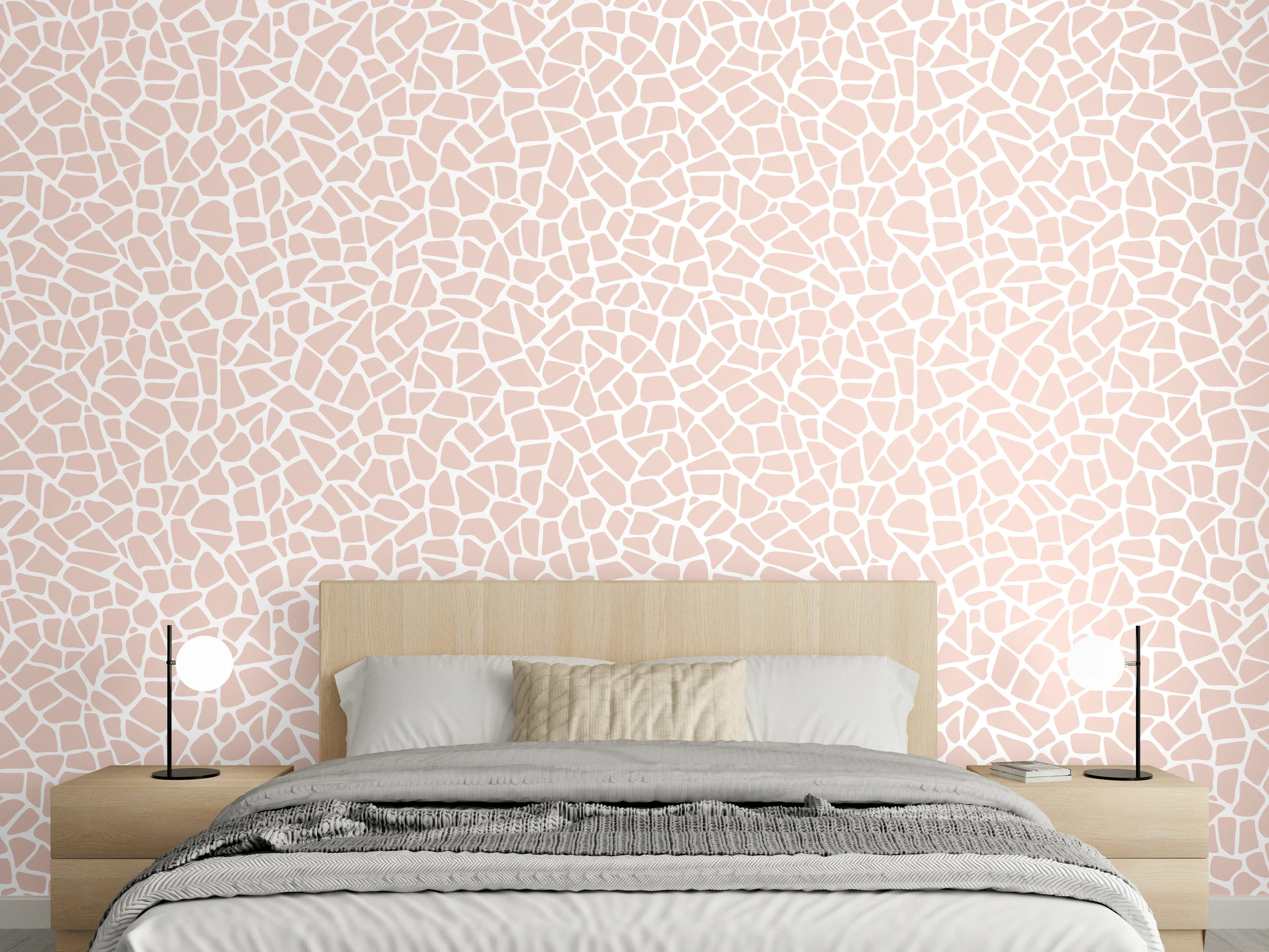Wandverkleidung Schlafzimmer - Zartes Mosaikmuster in Rosé mit Weiß