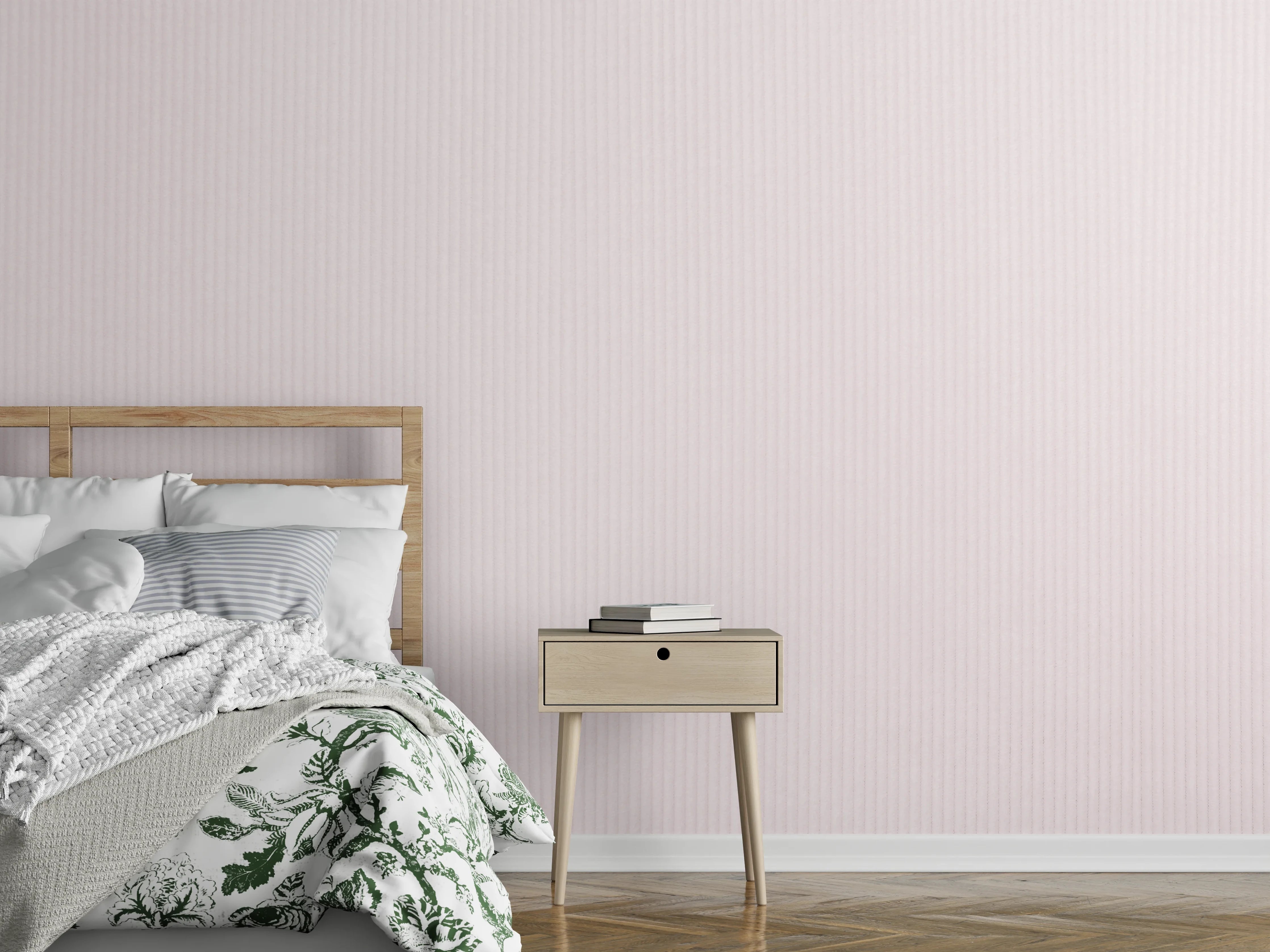 Wandverkleidung Schlafzimmer - Zartes Uni-Rosa mit feiner Struktur