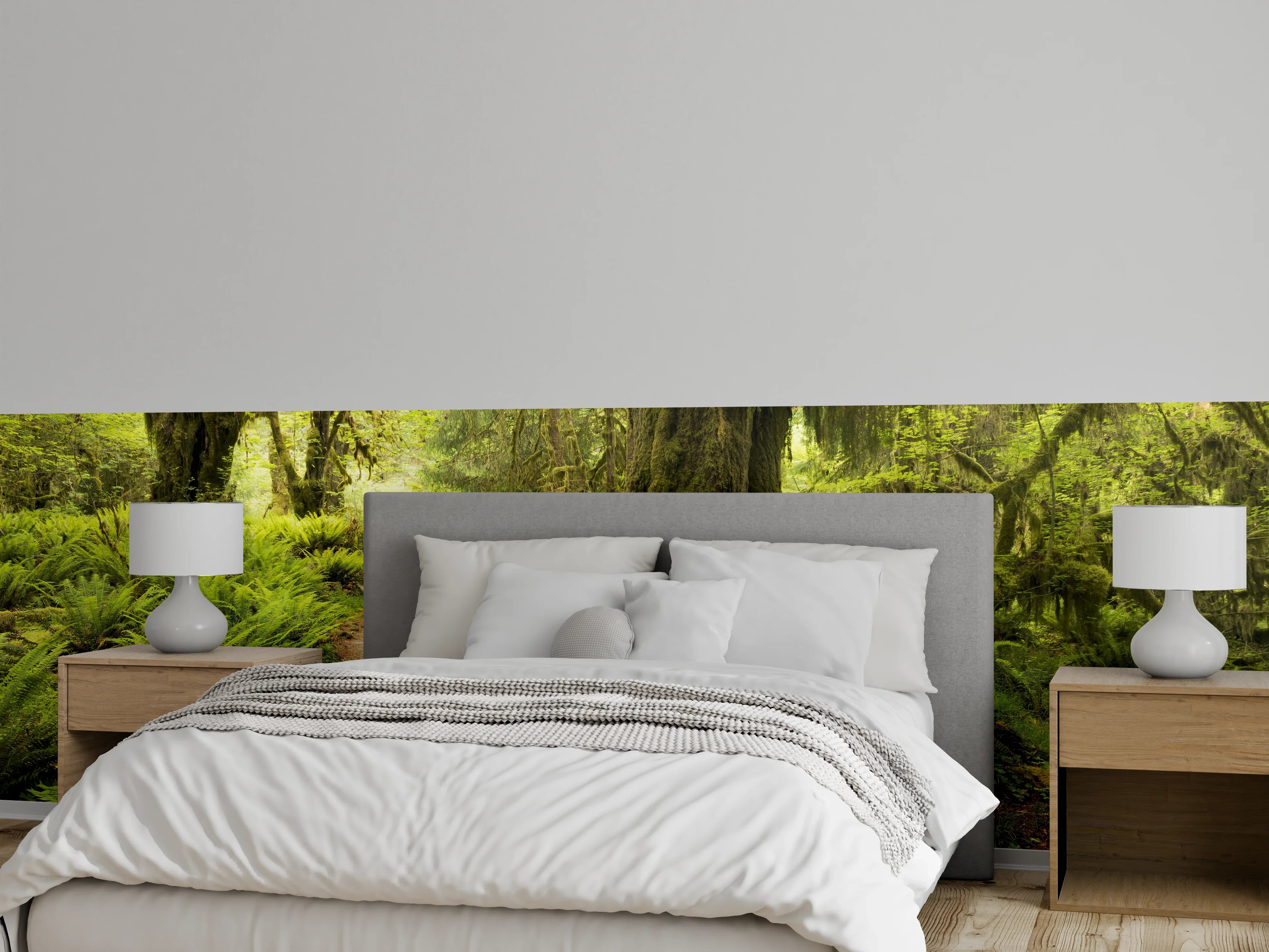 Wandverkleidung Schlafzimmer - Zauberhafter grüner Märchenwald