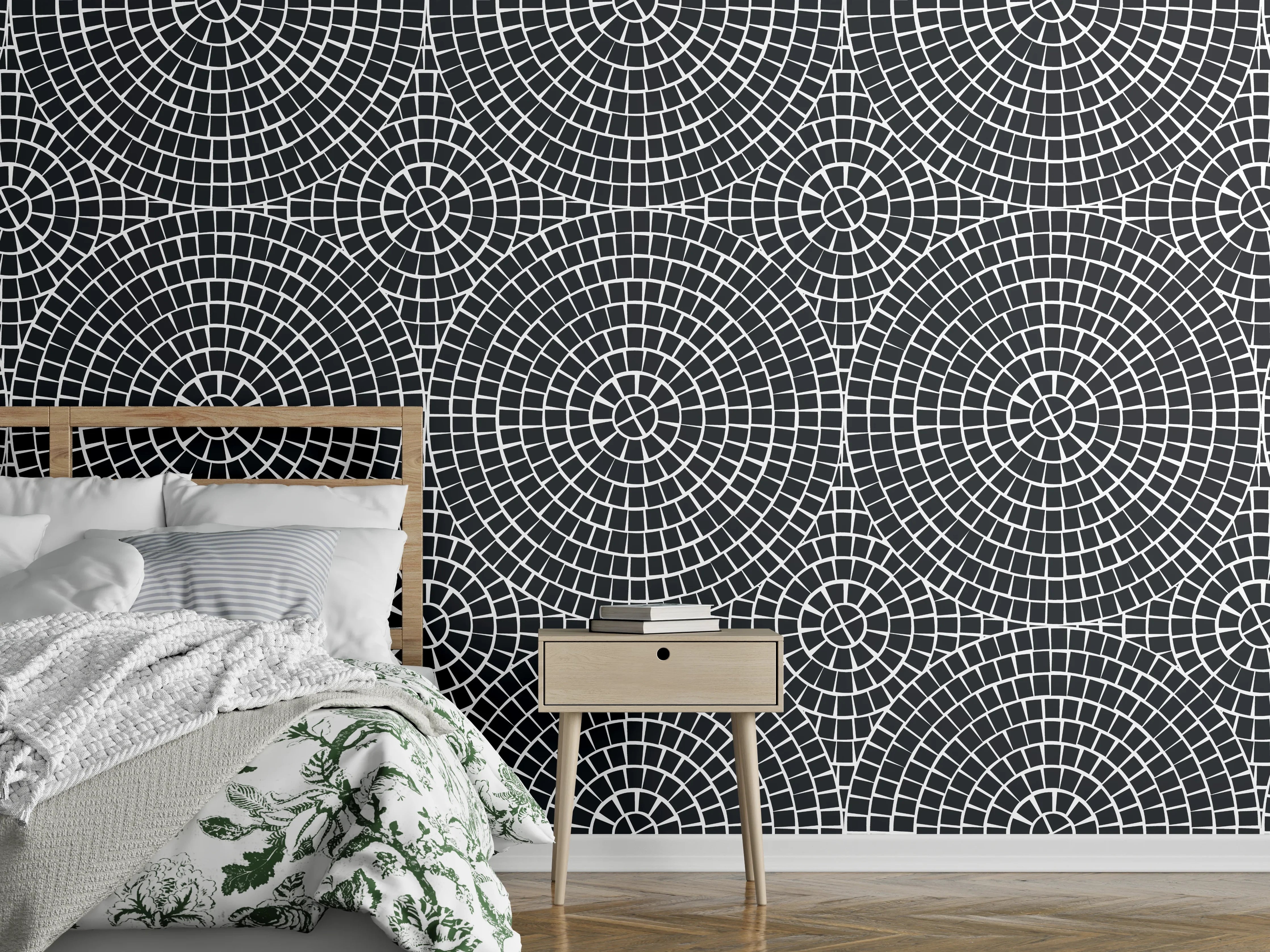 Wandverkleidung Schlafzimmer - Zeitlose Graunuancen: Geometrische Wandmuster