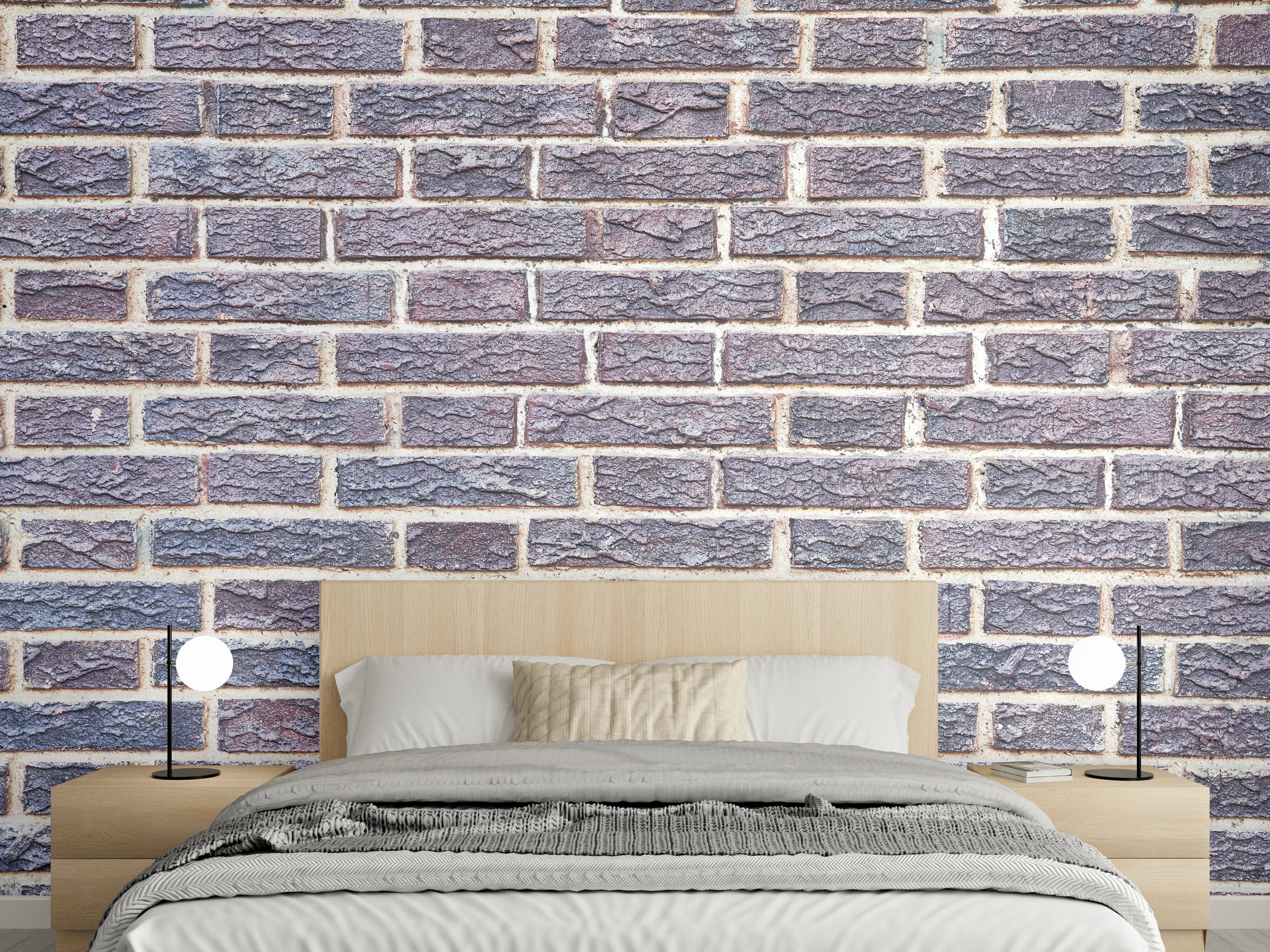 Wandverkleidung Schlafzimmer - Zementmauertextur mit rissigen Fliesen