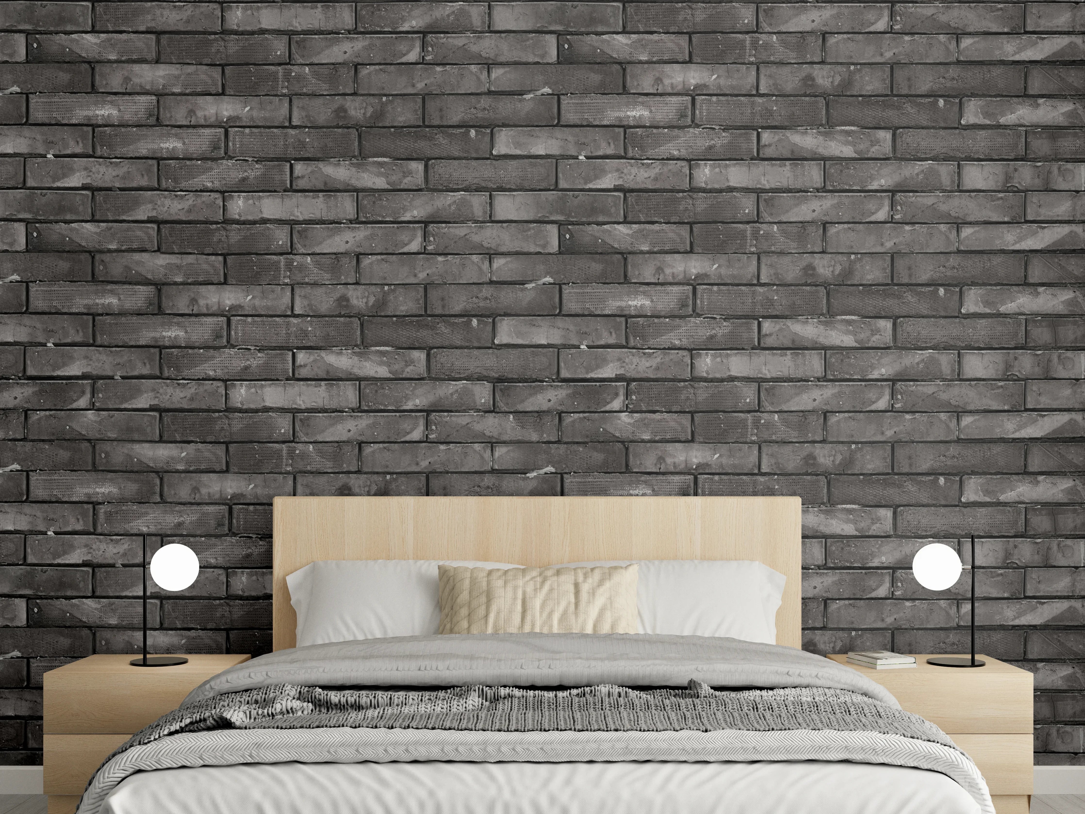 Wandverkleidung Schlafzimmer - Ziegelmauer im Grunge-Stil
