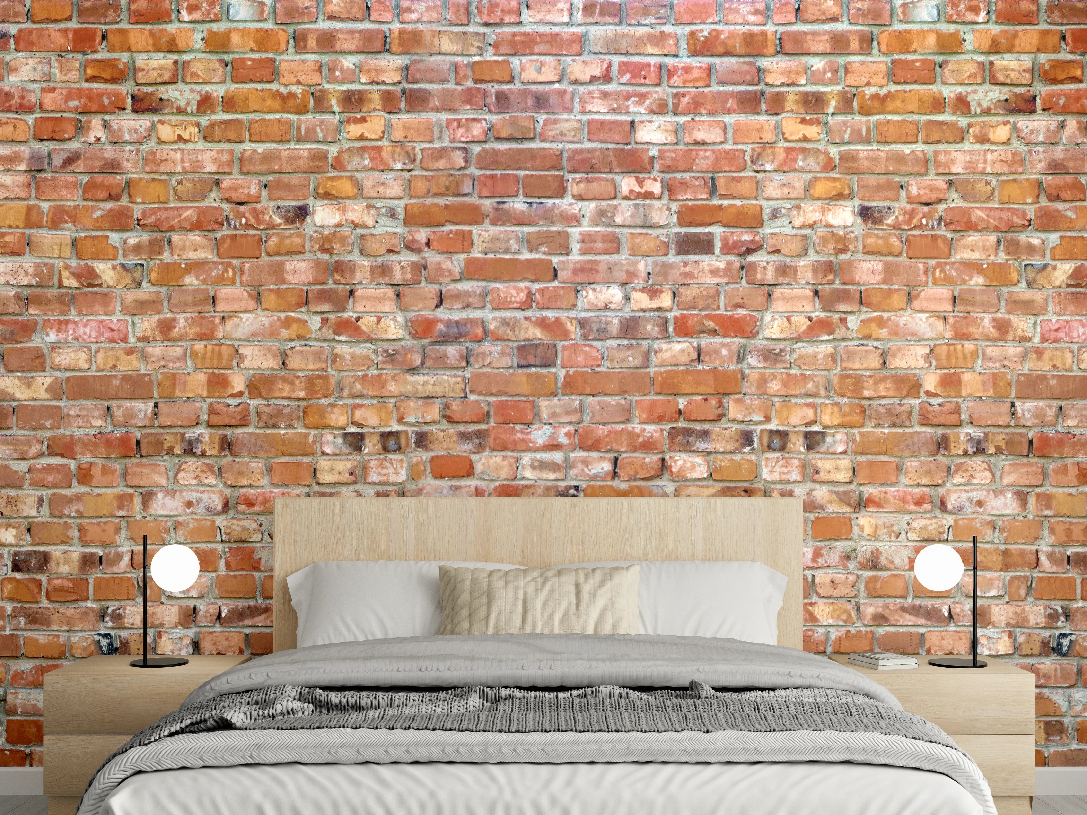 Wandverkleidung Schlafzimmer - Ziegelmauer in roter Farbe