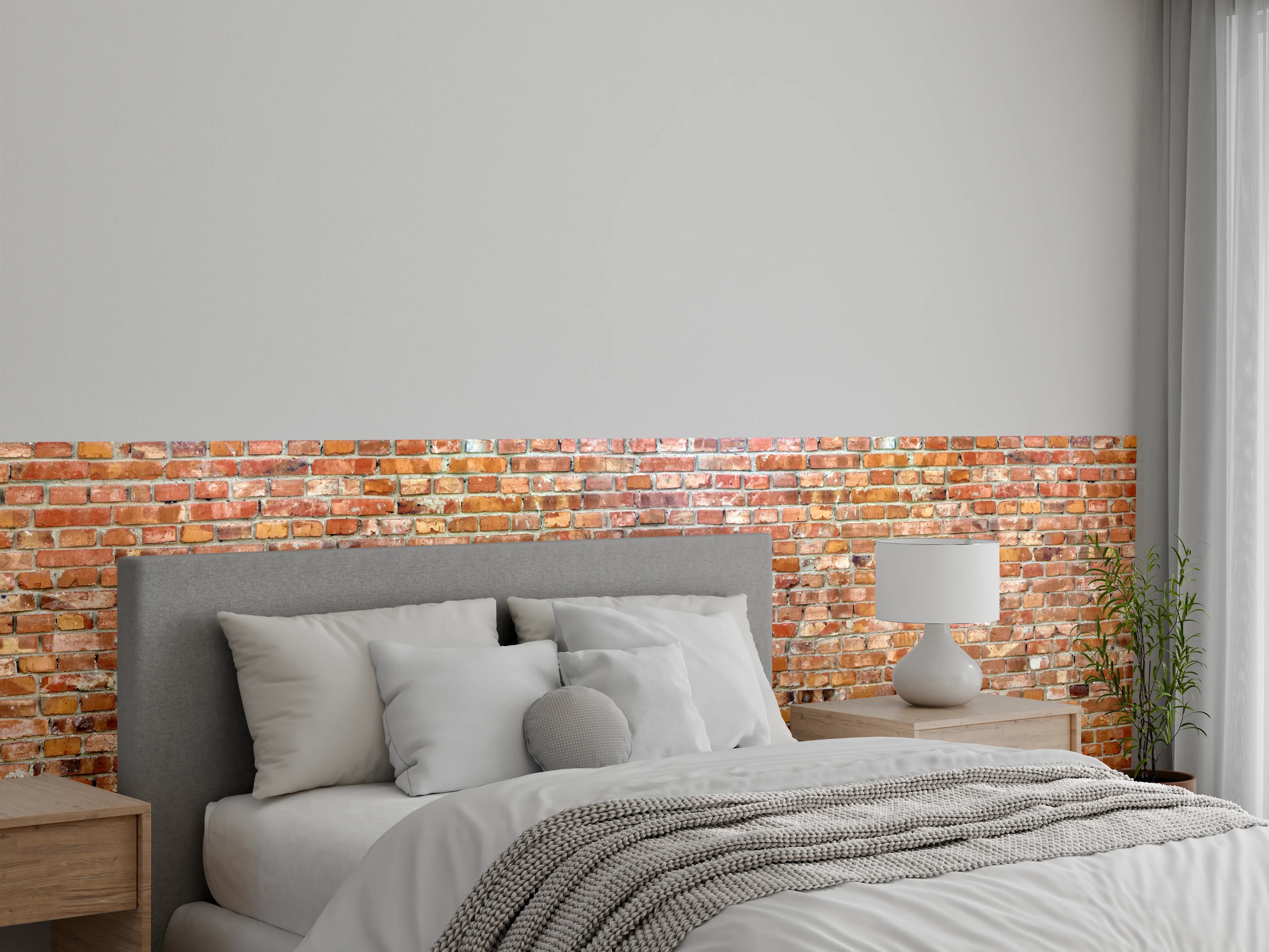 Wandverkleidung Schlafzimmer - Ziegelmauer in roter Farbe