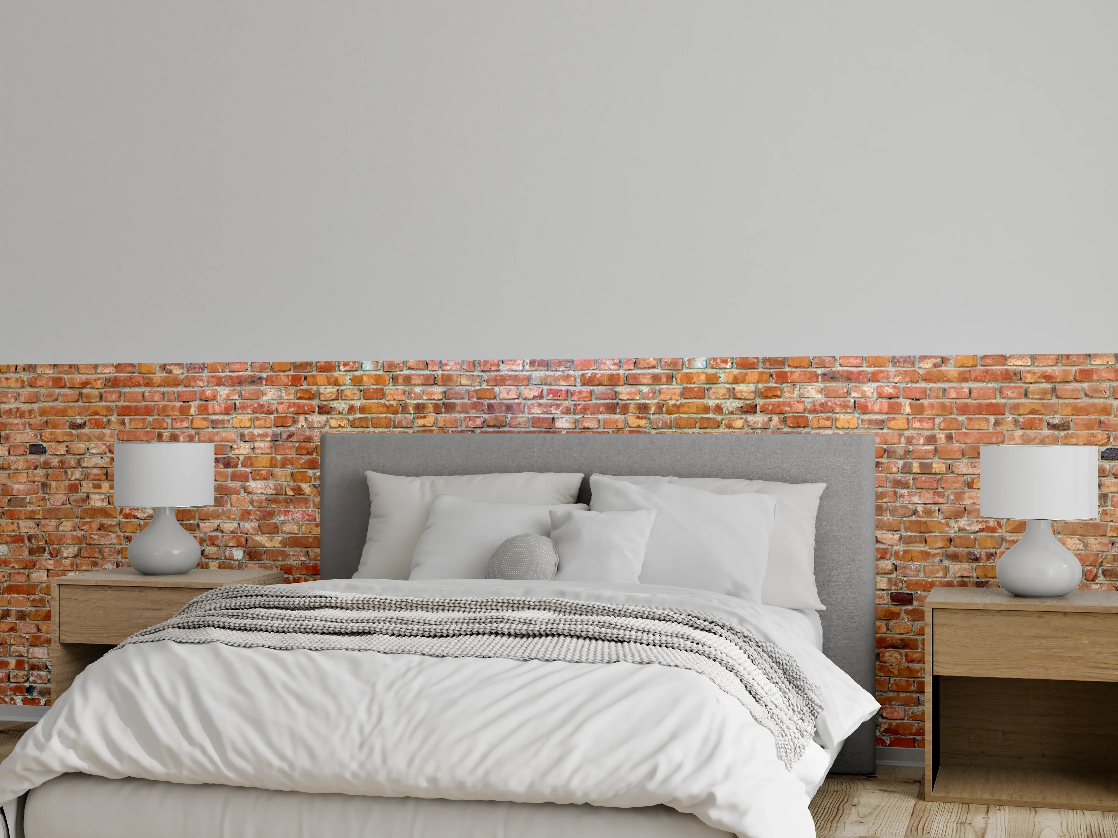 Wandverkleidung Schlafzimmer - Ziegelmauer in roter Farbe