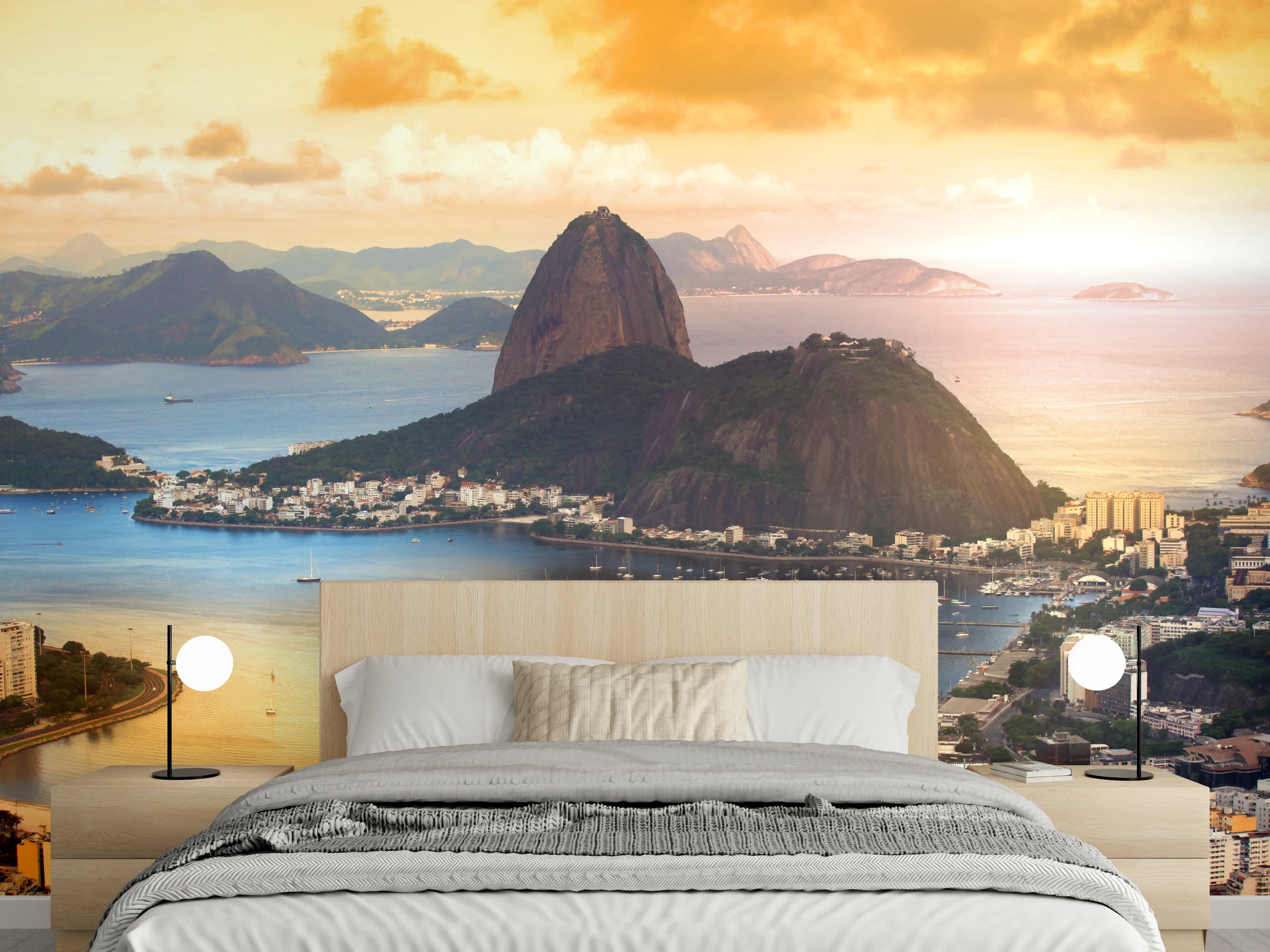 Wandverkleidung Schlafzimmer - Zuckerhut-Panorama Rio de Janeiro Sonnenuntergang