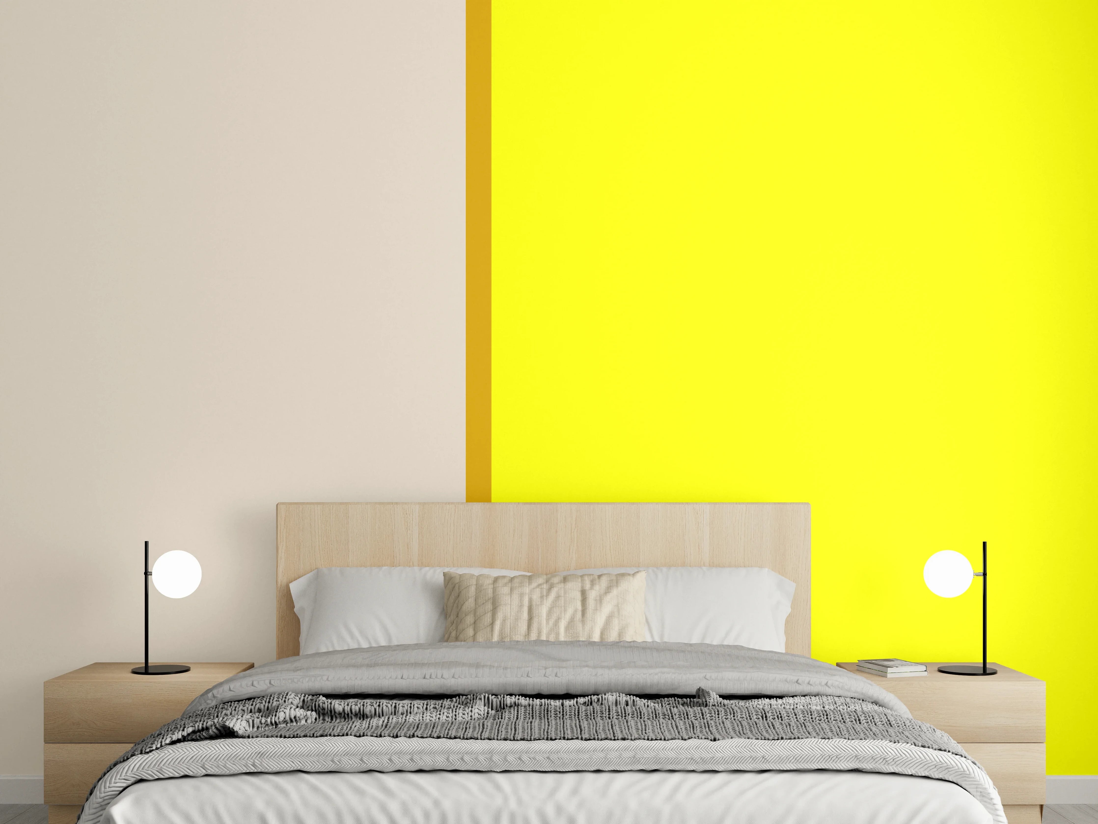 Wandverkleidung Schlafzimmer - Zweifarbige Minimal Art Wanddeko
