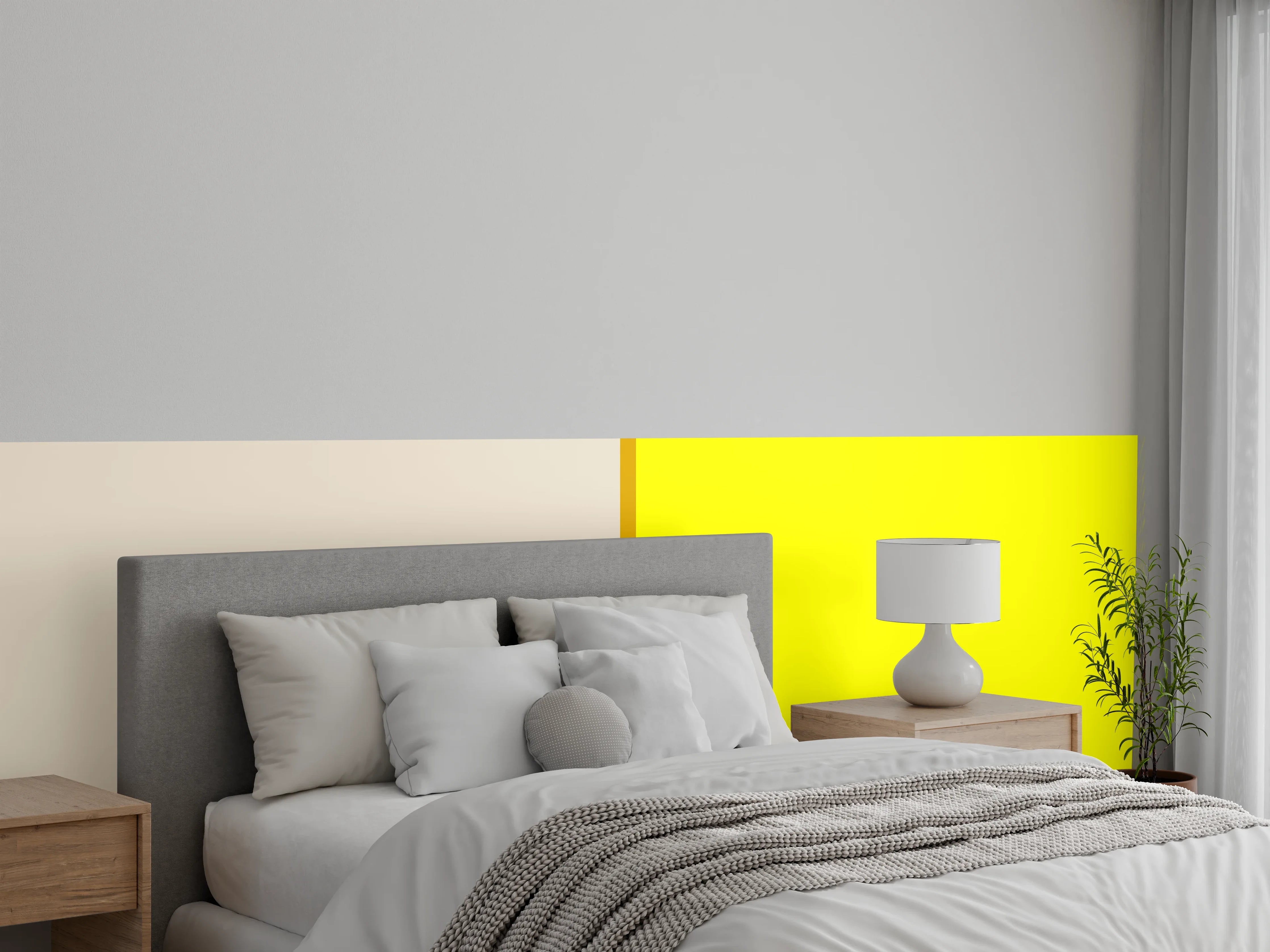 Wandverkleidung Schlafzimmer - Zweifarbige Minimal Art Wanddeko