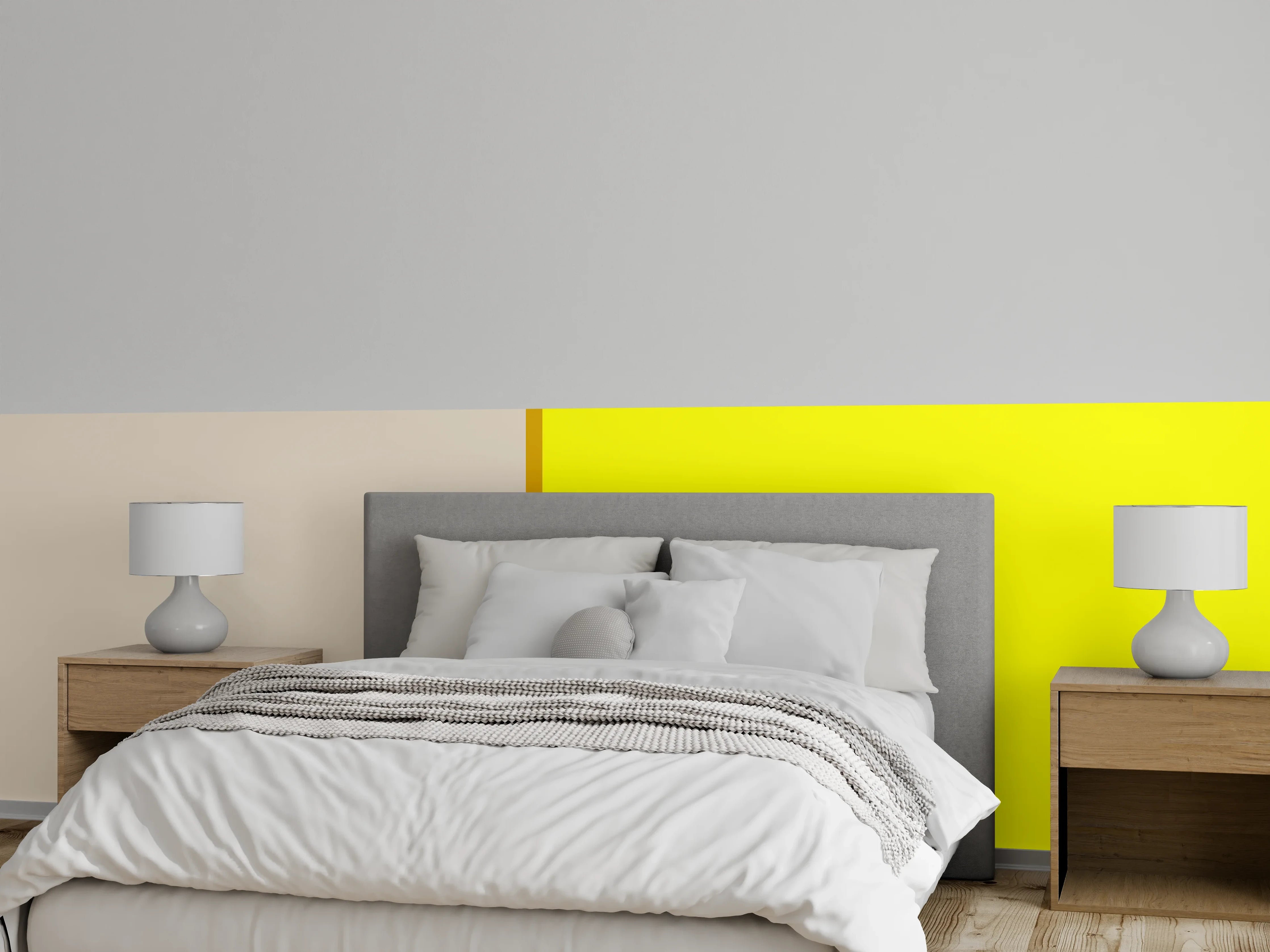 Wandverkleidung Schlafzimmer - Zweifarbige Minimal Art Wanddeko