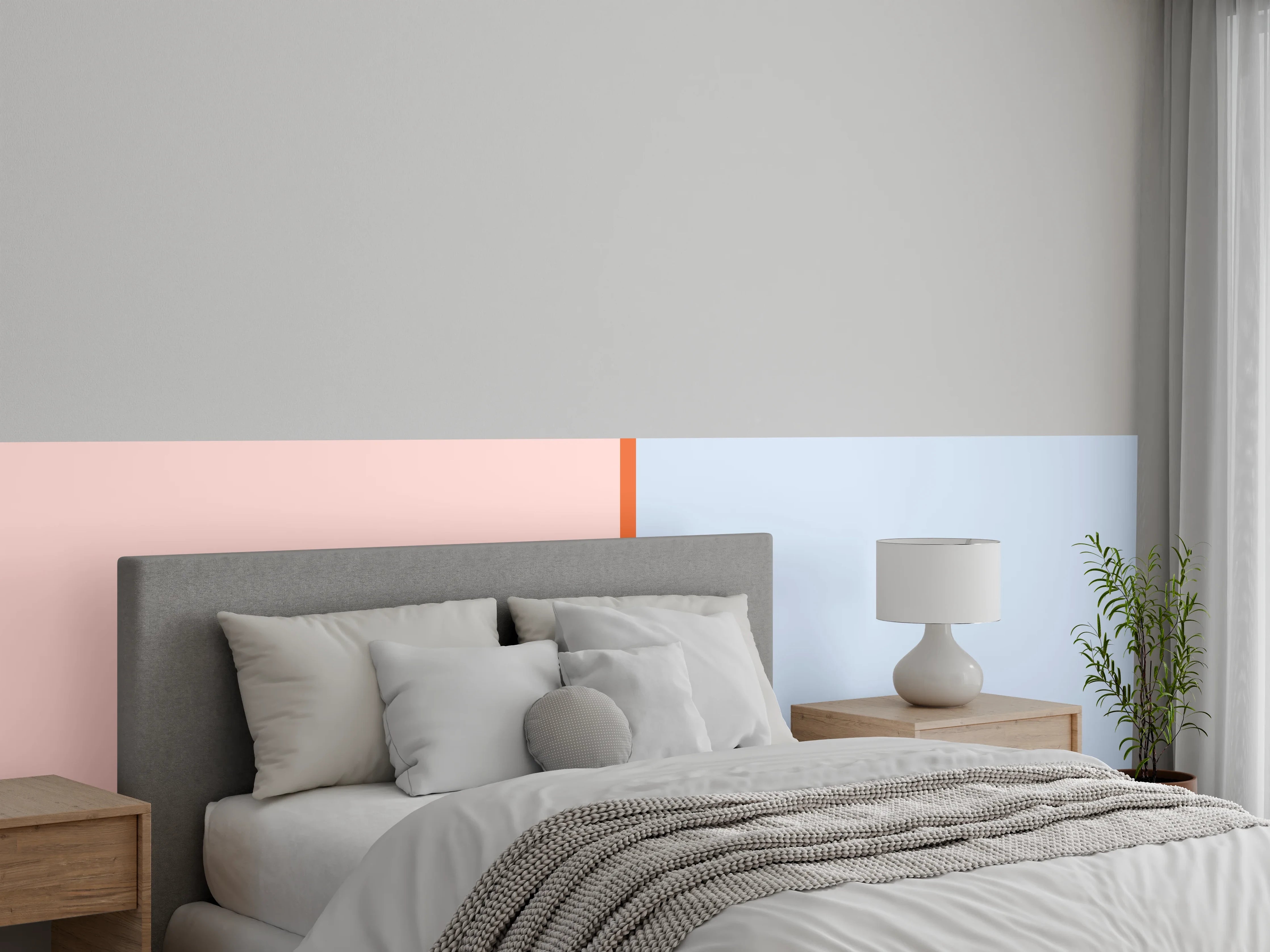 Wandverkleidung Schlafzimmer - Zweifarbige Minimal Art Wanddesign