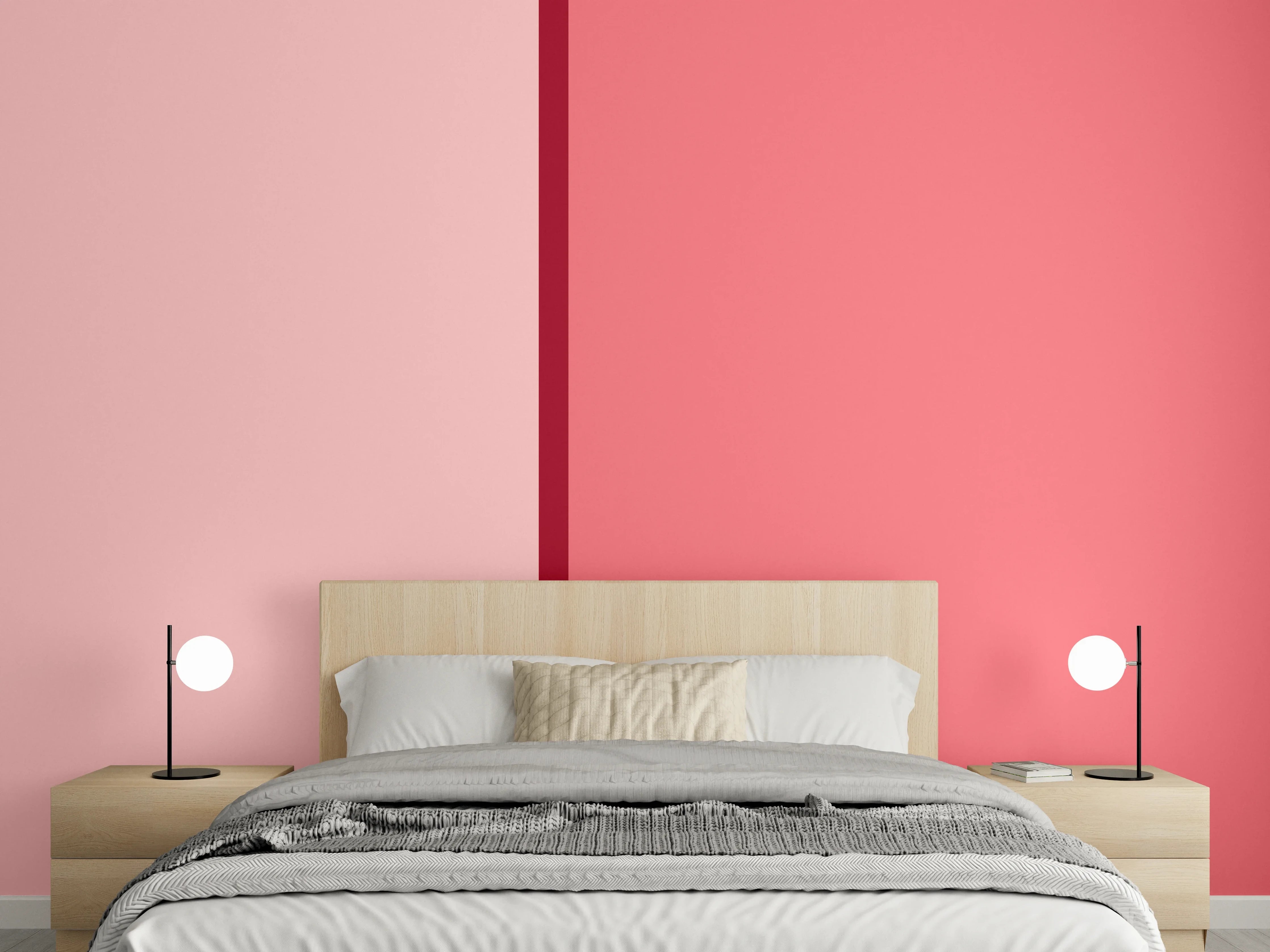 Wandverkleidung Schlafzimmer - Zweifarbige Rosa Wandoptik