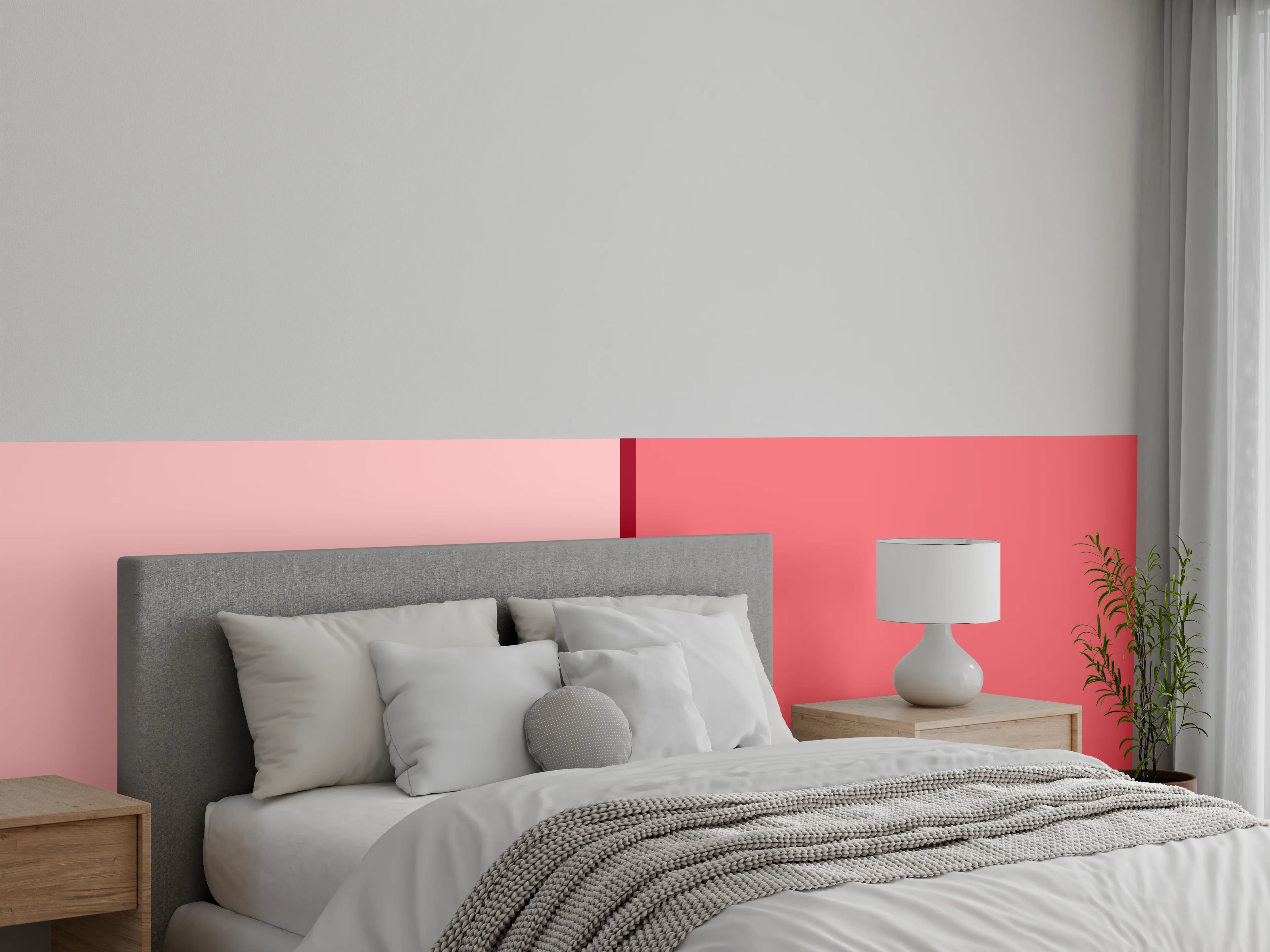 Wandverkleidung Schlafzimmer - Zweifarbige Rosa Wandoptik