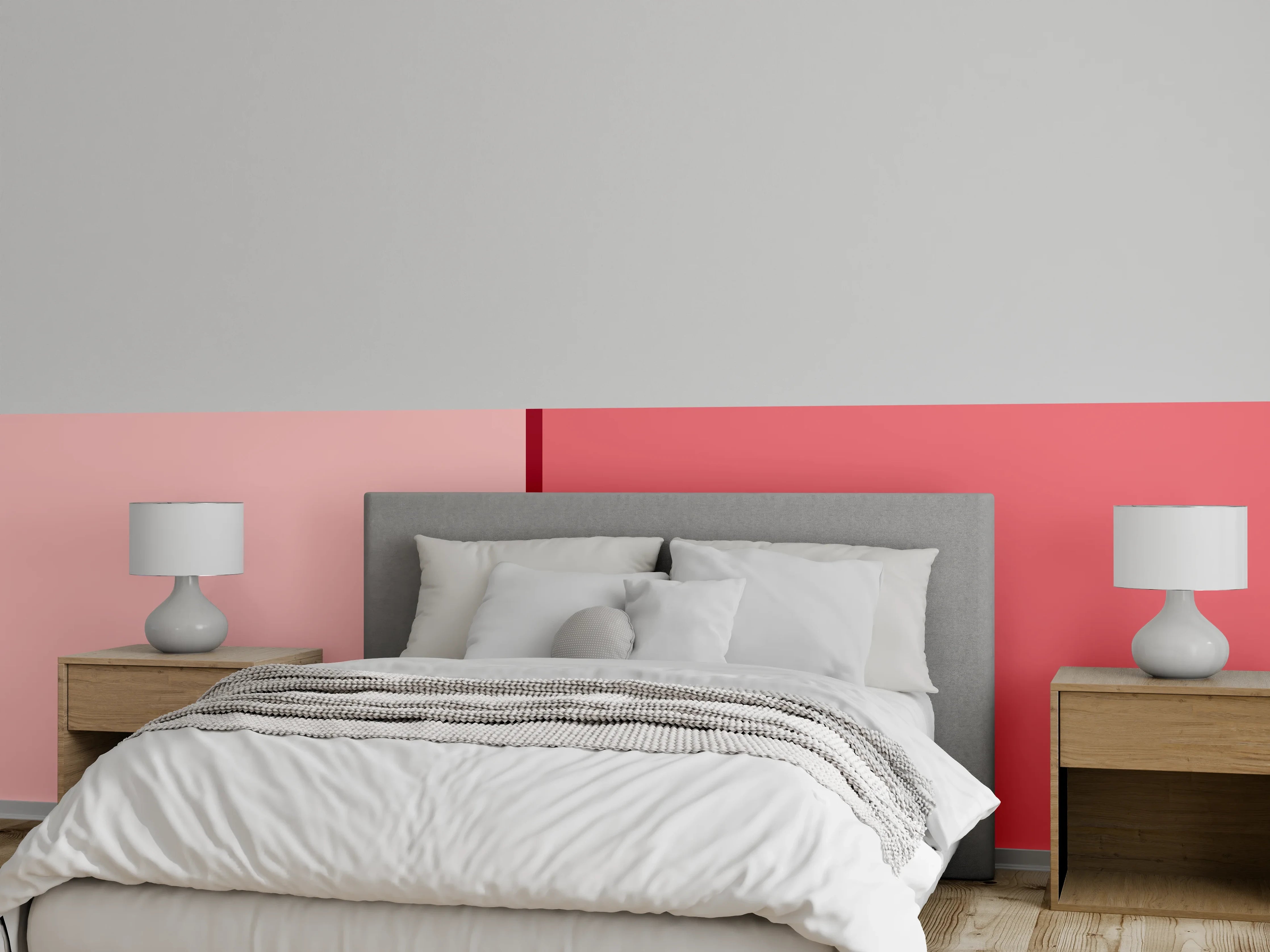 Wandverkleidung Schlafzimmer - Zweifarbige Rosa Wandoptik