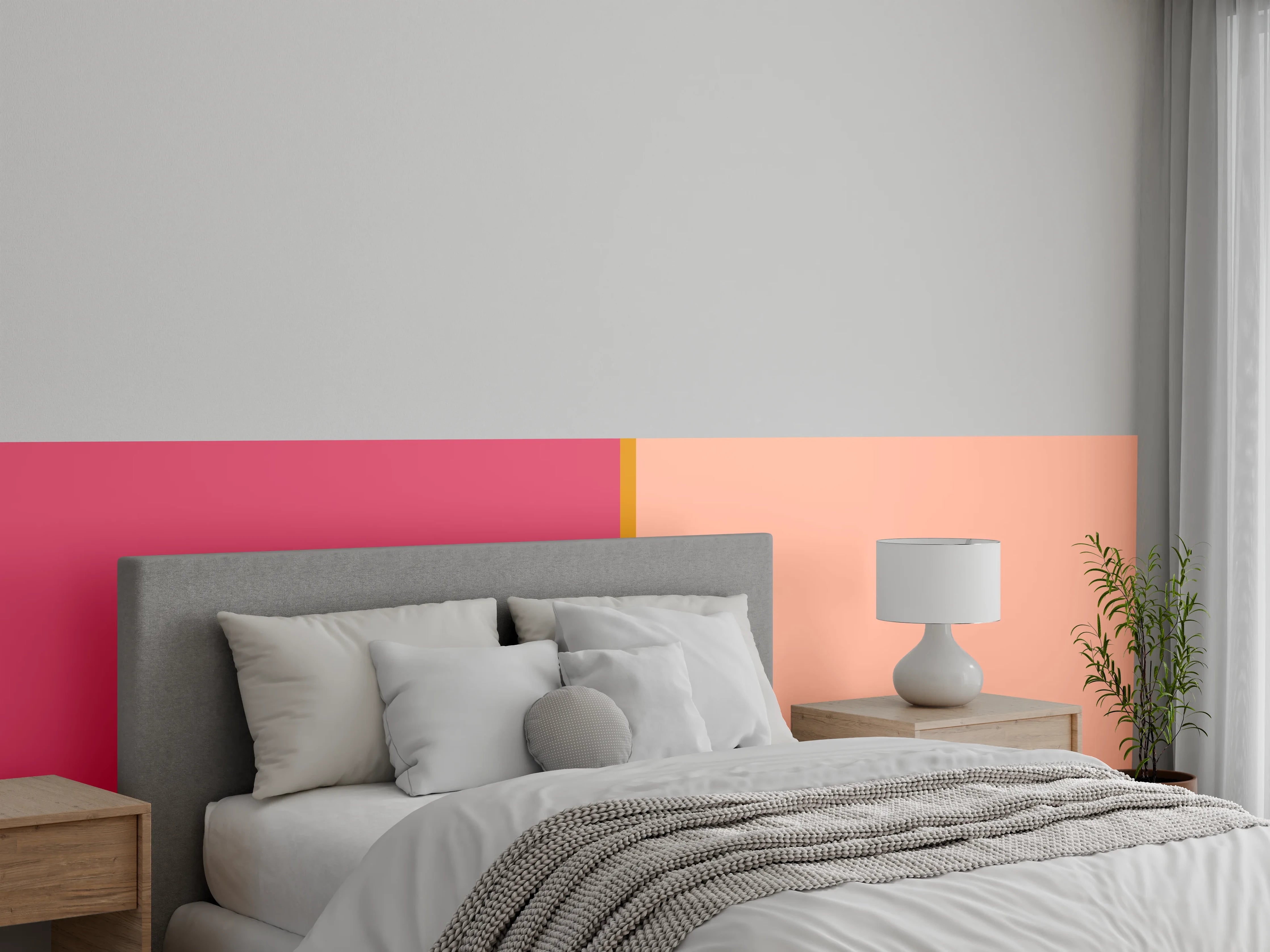 Wandverkleidung Schlafzimmer - Zweifarbige Wand in Rosa & Pink