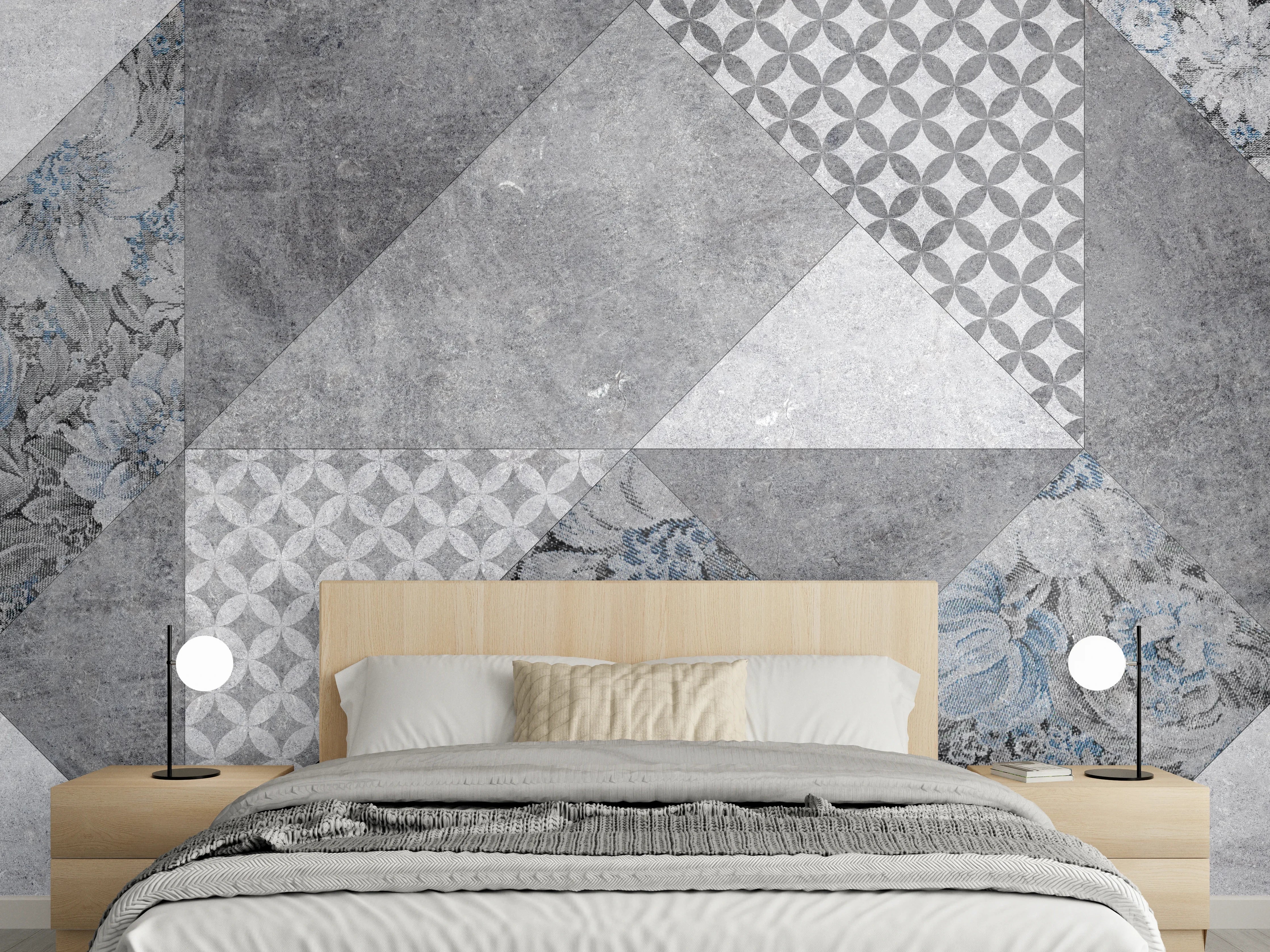 Wandverkleidung Schlafzimmer - abstrakte Blumen und Marmor Textur
