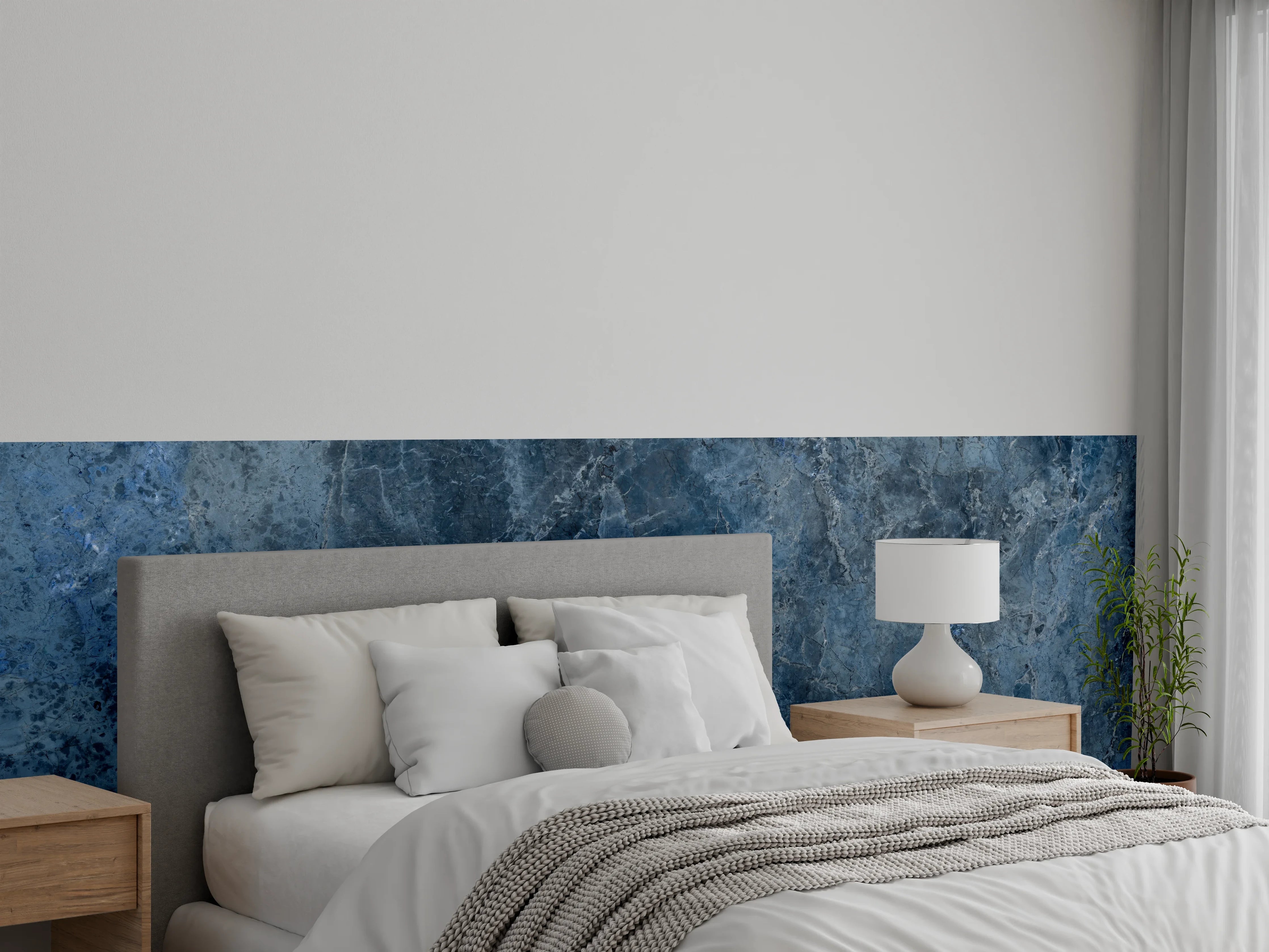 Wandverkleidung Schlafzimmer - dunkelblaue Marmor Steinstruktur