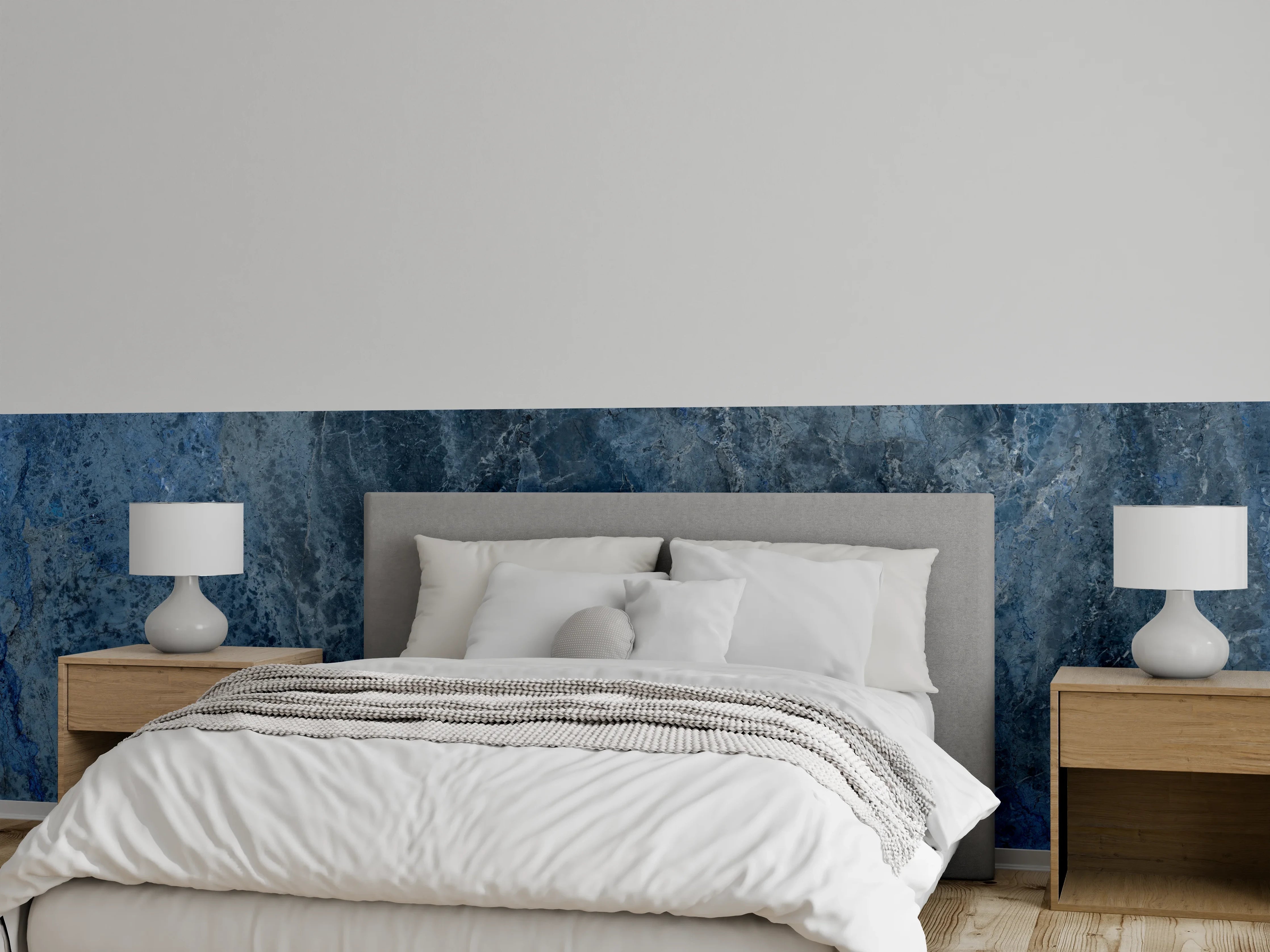 Wandverkleidung Schlafzimmer - dunkelblaue Marmor Steinstruktur