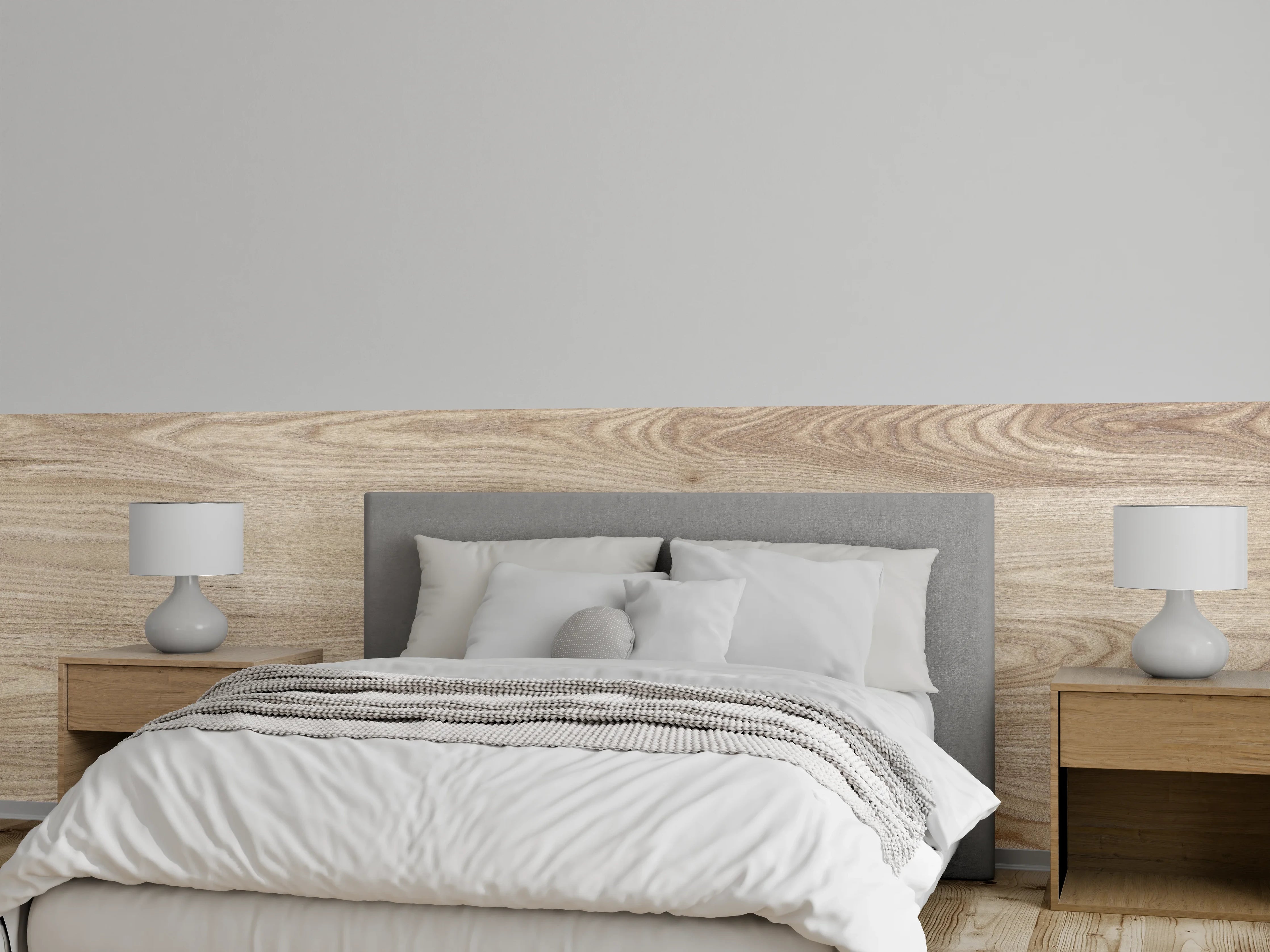 Wandverkleidung Schlafzimmer - schlichtes Holzmuster