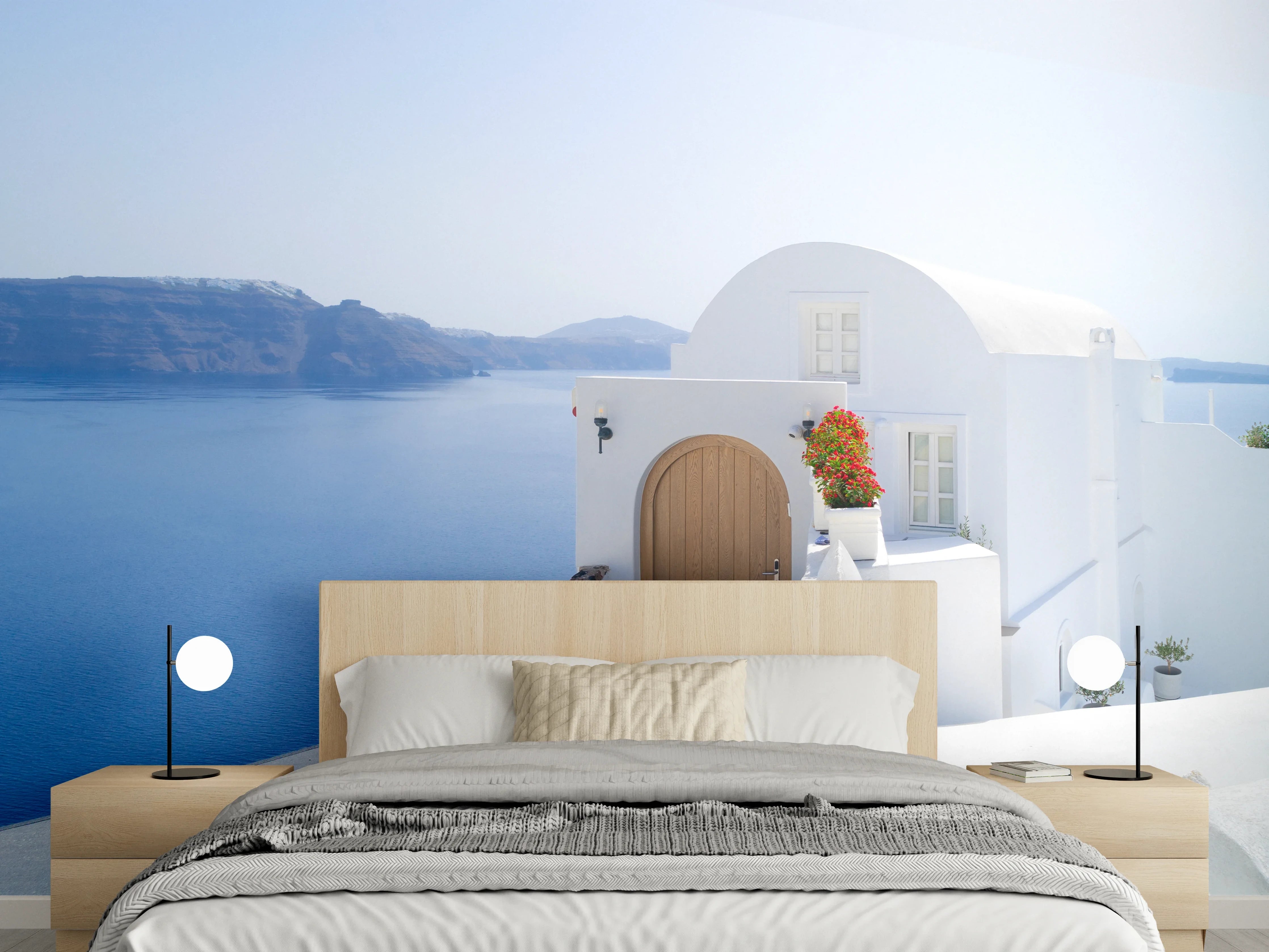 Wandverkleidung Schlafzimmer - schöne Details der Insel Santorin