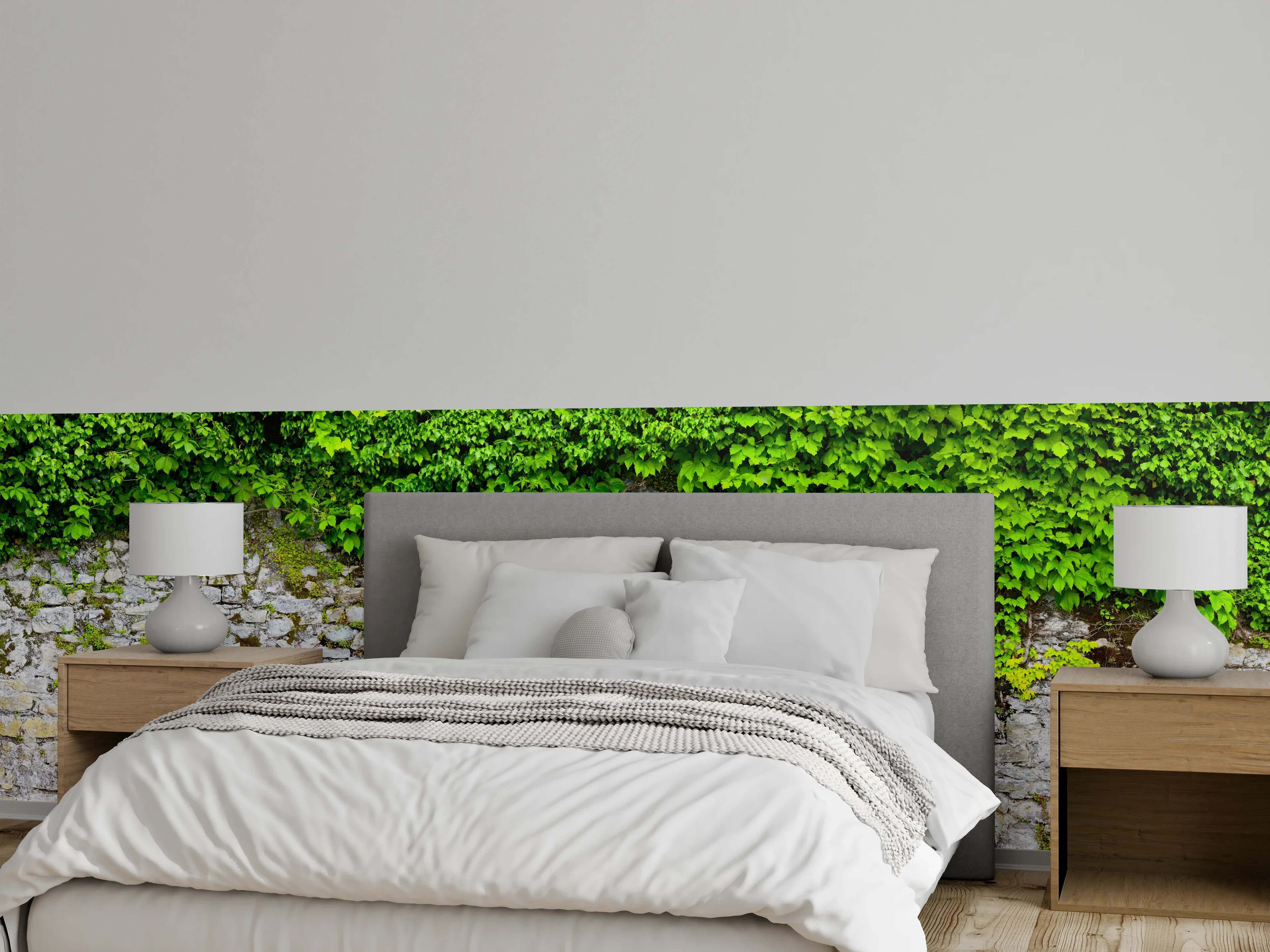 Wandverkleidung Schlafzimmer - überwucherte Burgmauer