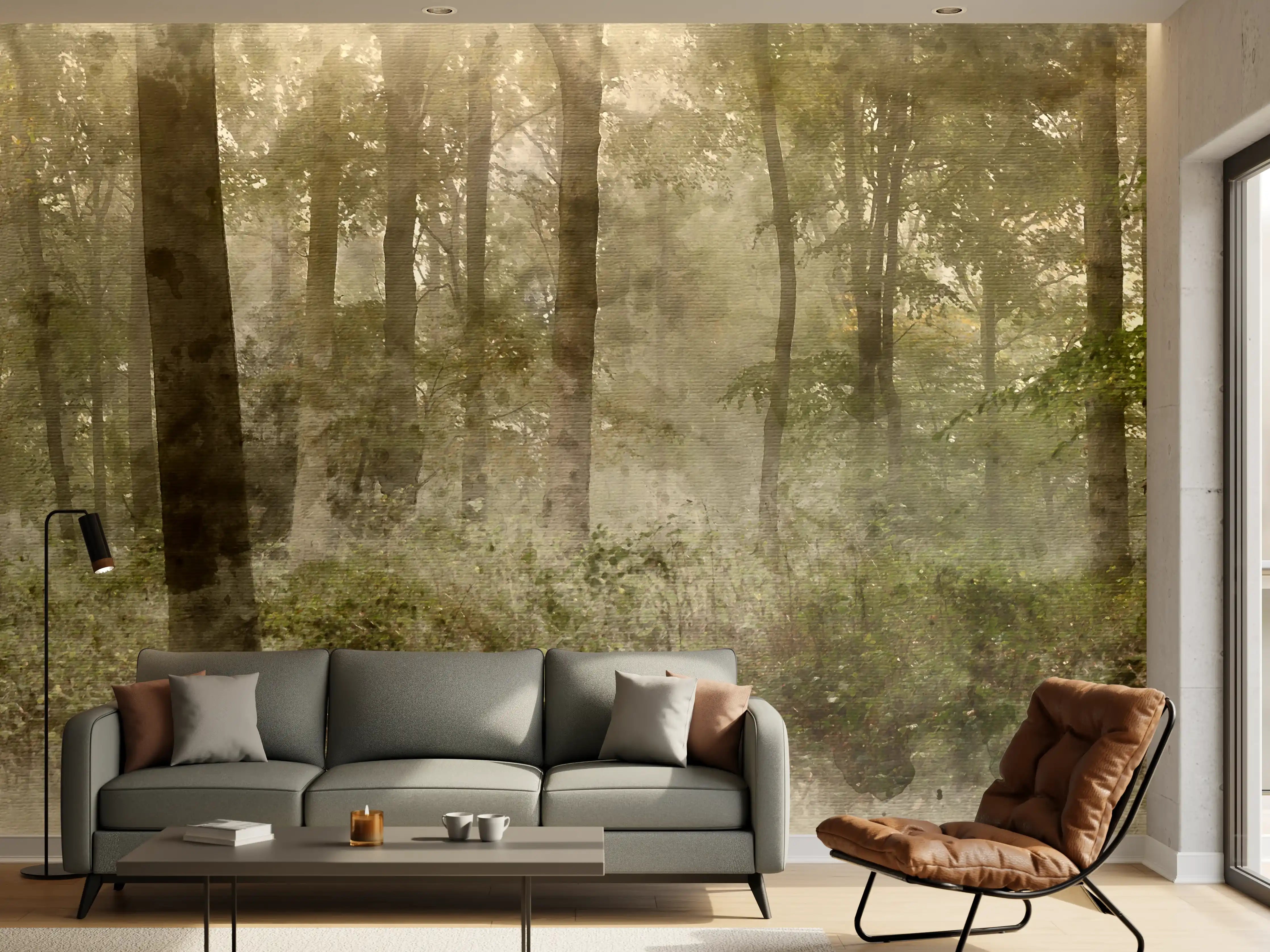 Wandverkleidung Wohnzimmer - Digitale Aquarellmalerei - von Wendo