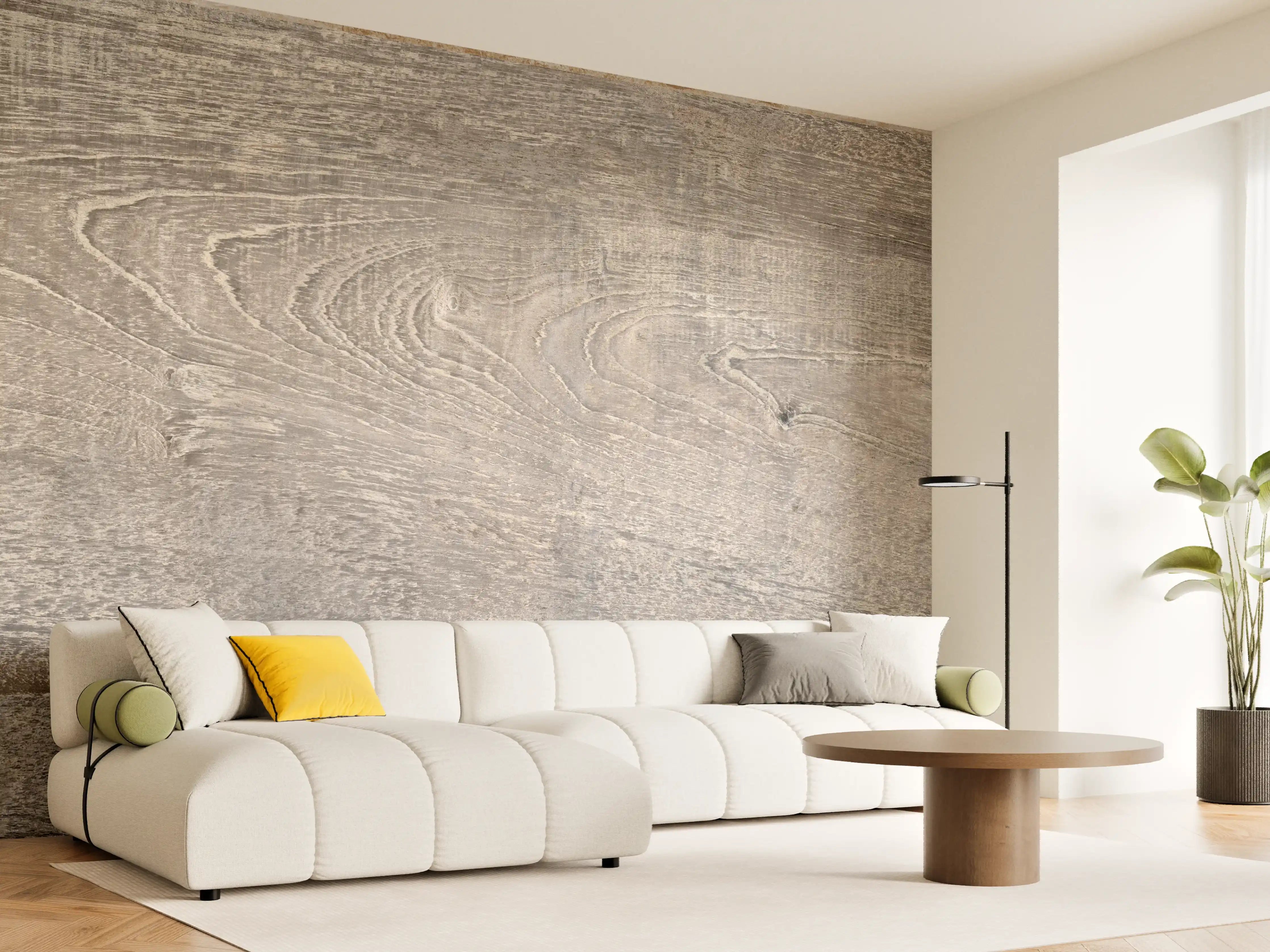 Wandverkleidung Wohnzimmer - Lange Grau-Bräunliche Holzplatte