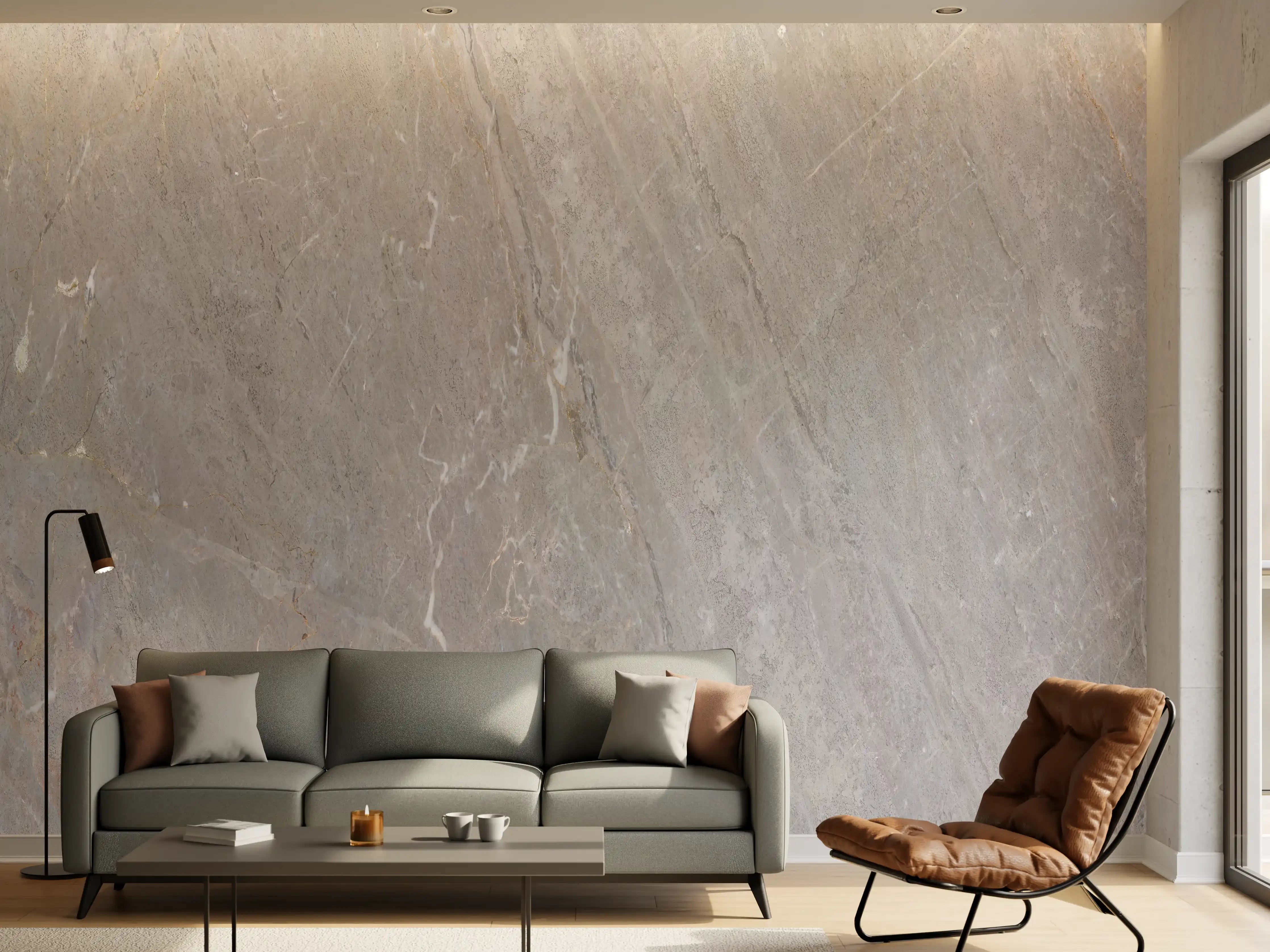 Wandverkleidung Wohnzimmer - Natürliche Graue Marmor Textur