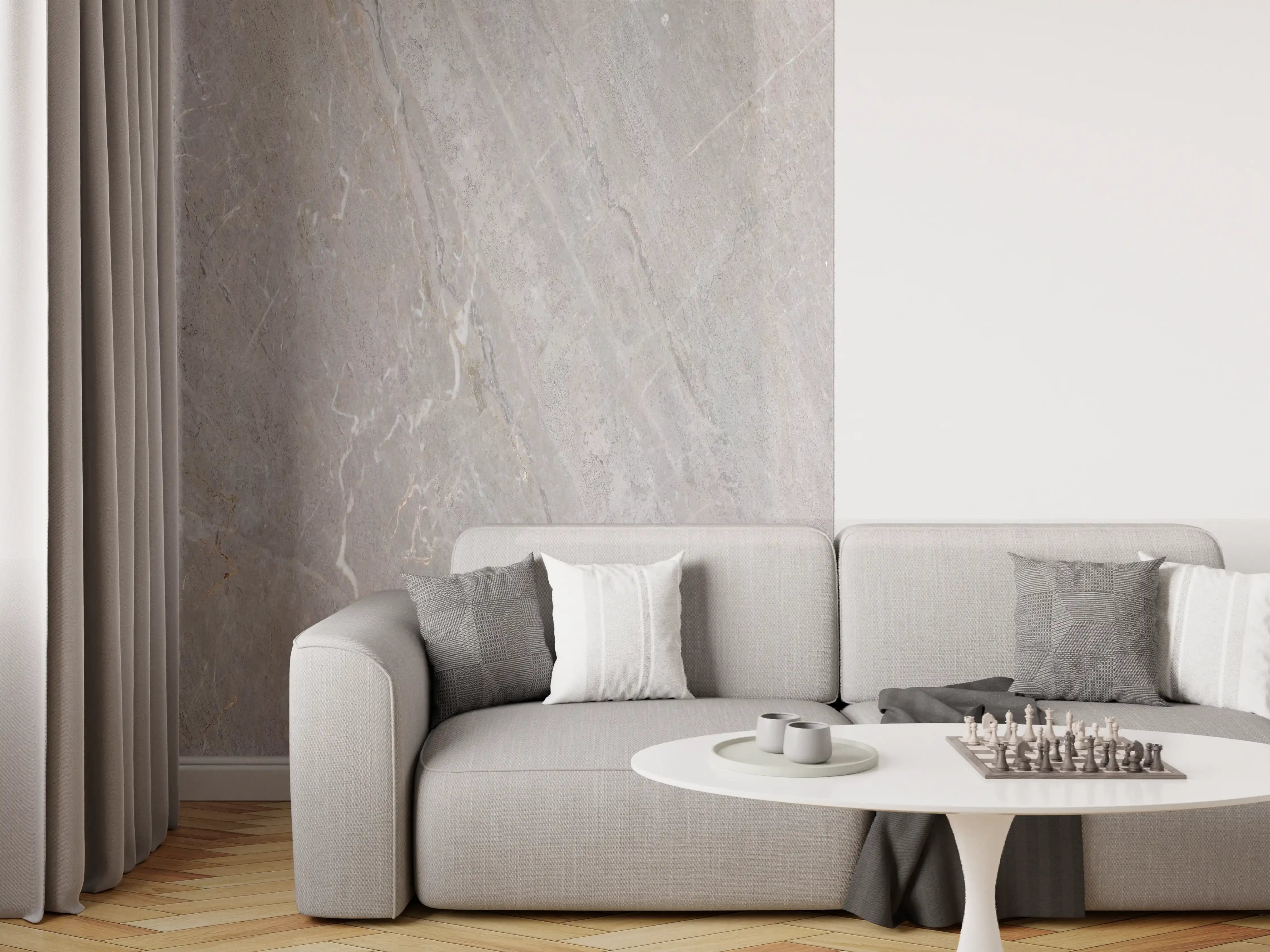 Wandverkleidung Wohnzimmer - Natürliche Graue Marmor Textur