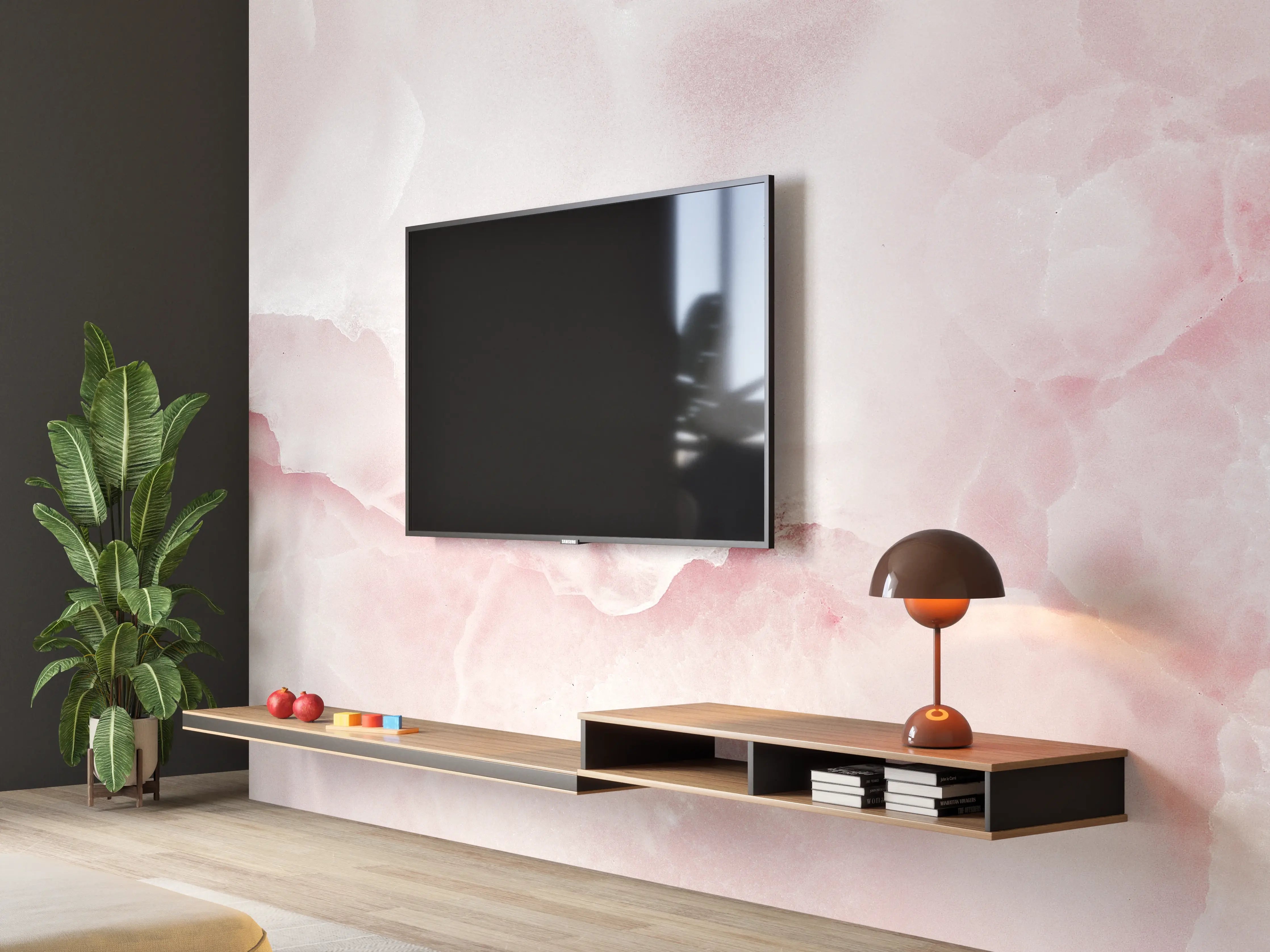 Wandverkleidung Wohnzimmer - Rosa Emperador Onyx Marmor