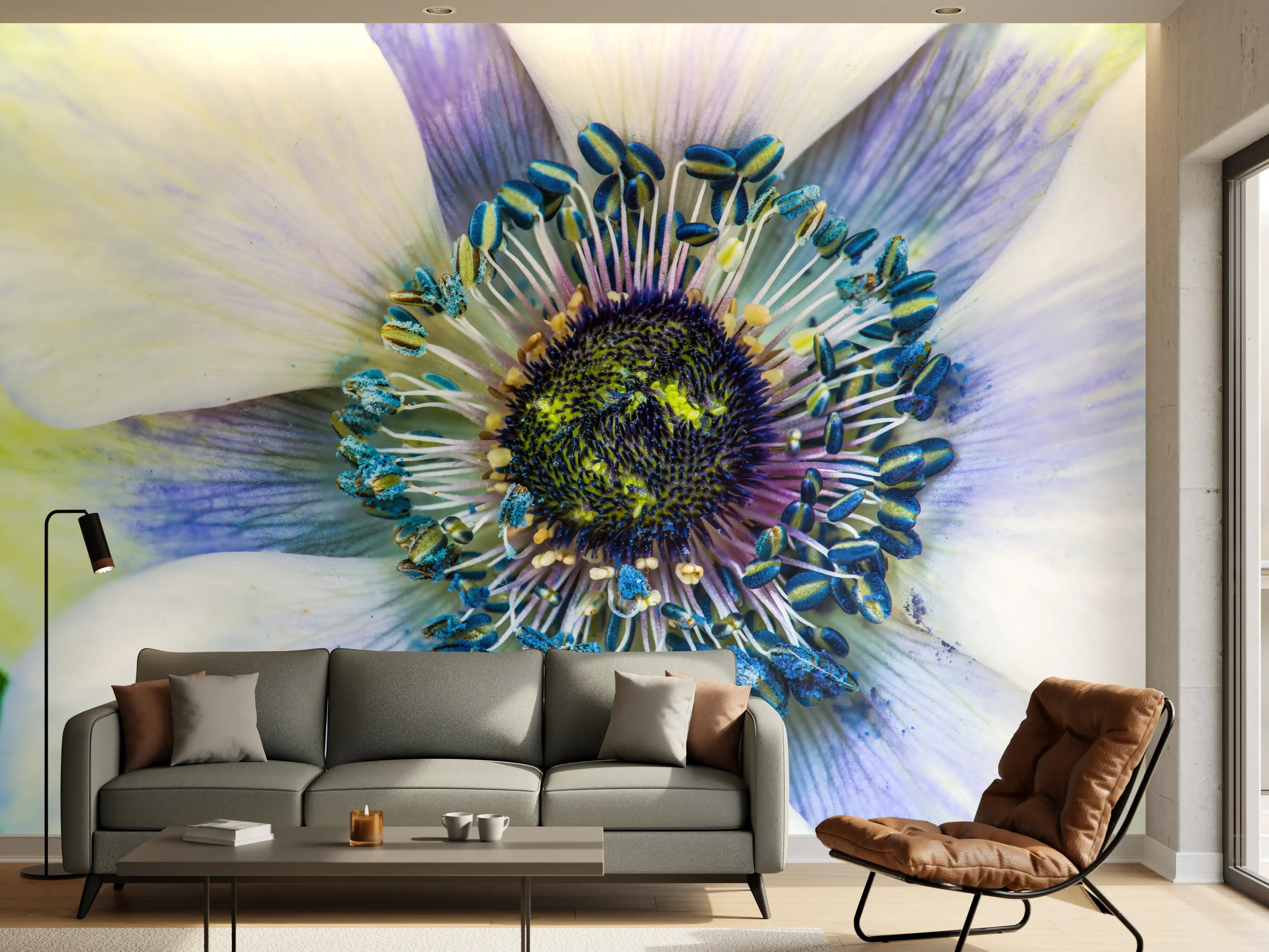 Wandverkleidung Wohnzimmer - hübsche aufblühende Blume