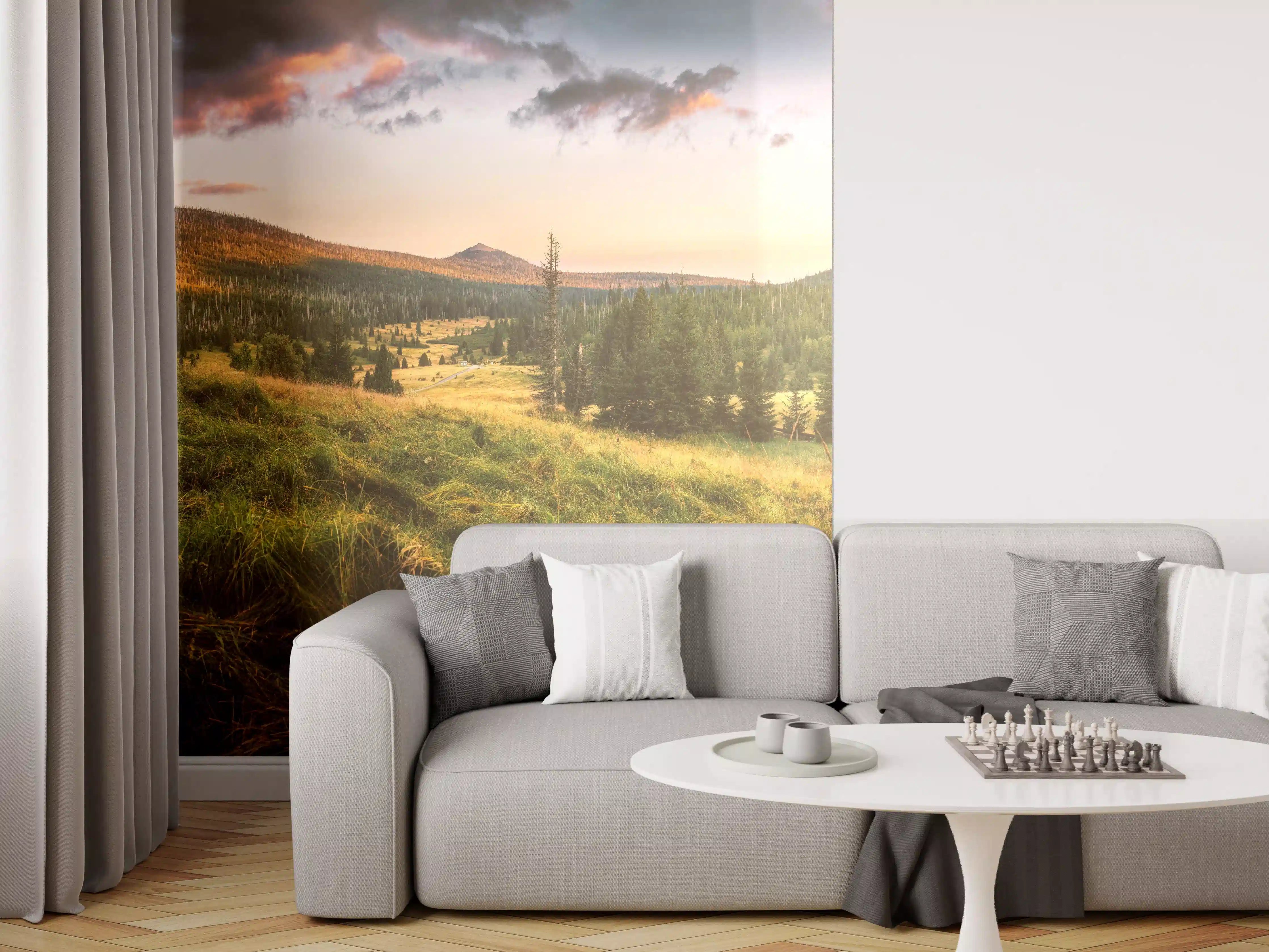 Wandverkleidung Wohnzimmer - Abendlicher Berg Luzný - Tschechien